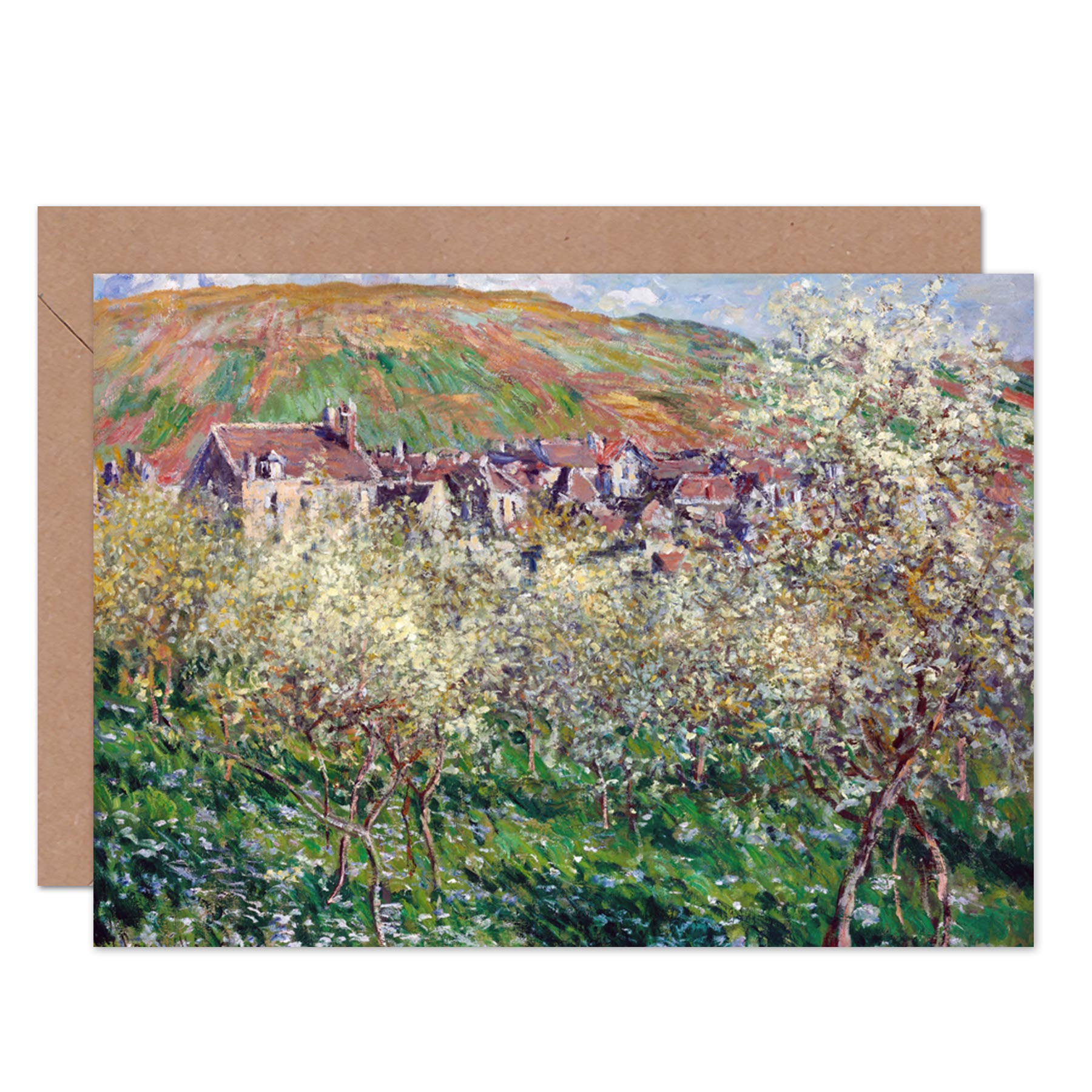 Artery8 Claude Monet Flowering Plum Trees Fine Art Greeting Card Plus Envelope Blank Inside