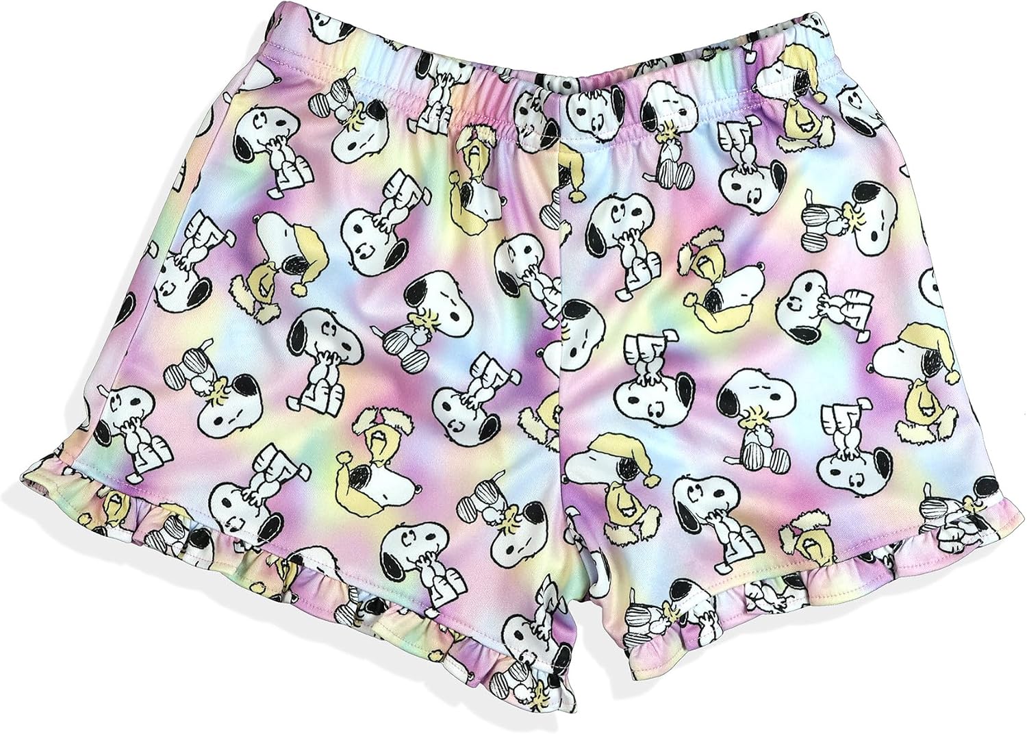 INTIMO Peanuts Pajamas Toddler Girls Snoopy and Woodstock Cute & Cuddly Ruffled Short Sleep Set