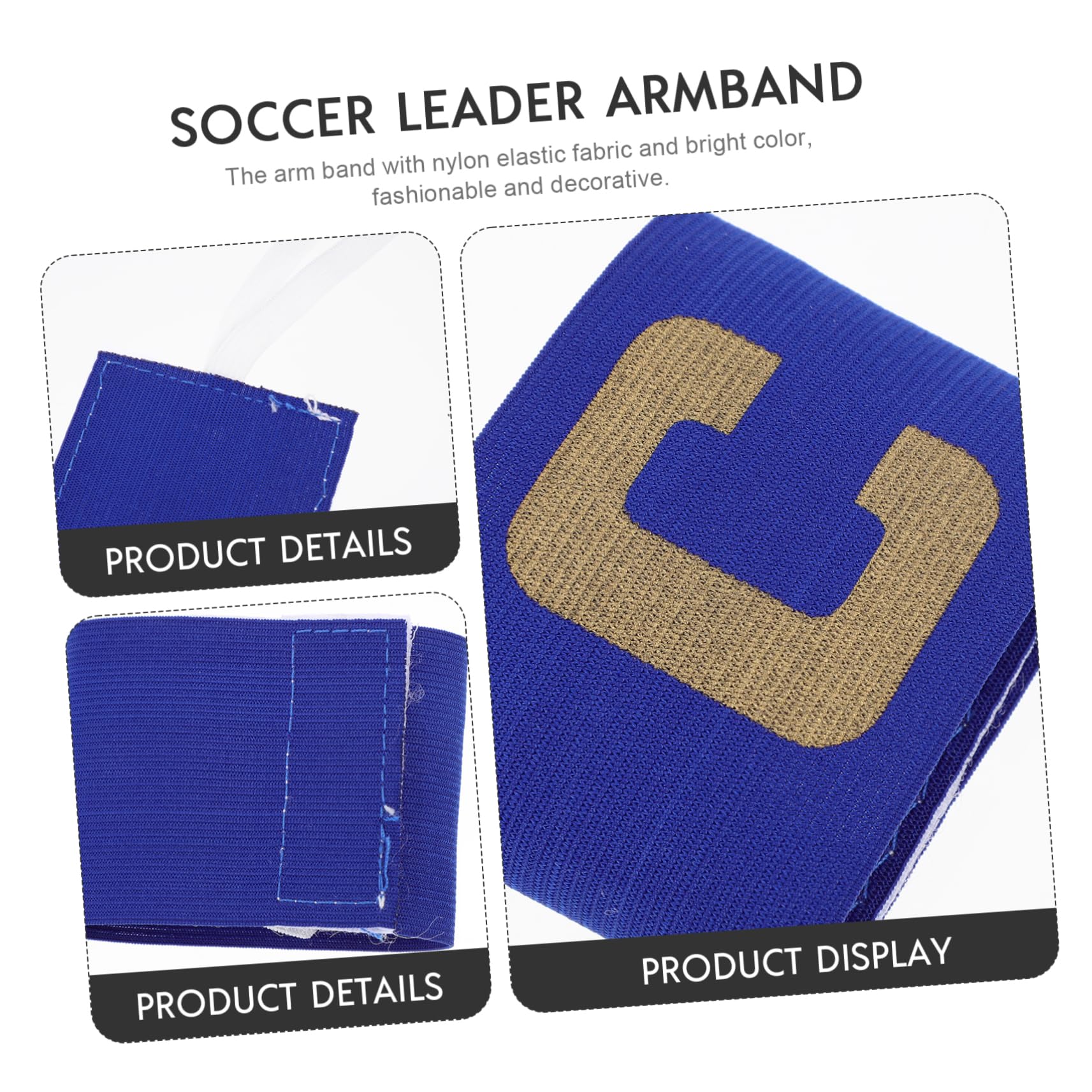 WOONEKY Elastic Captain's Armbands for Youth Soccer Non-Slip Arm Band Sports Match Supplies Nylon C-Mark Band