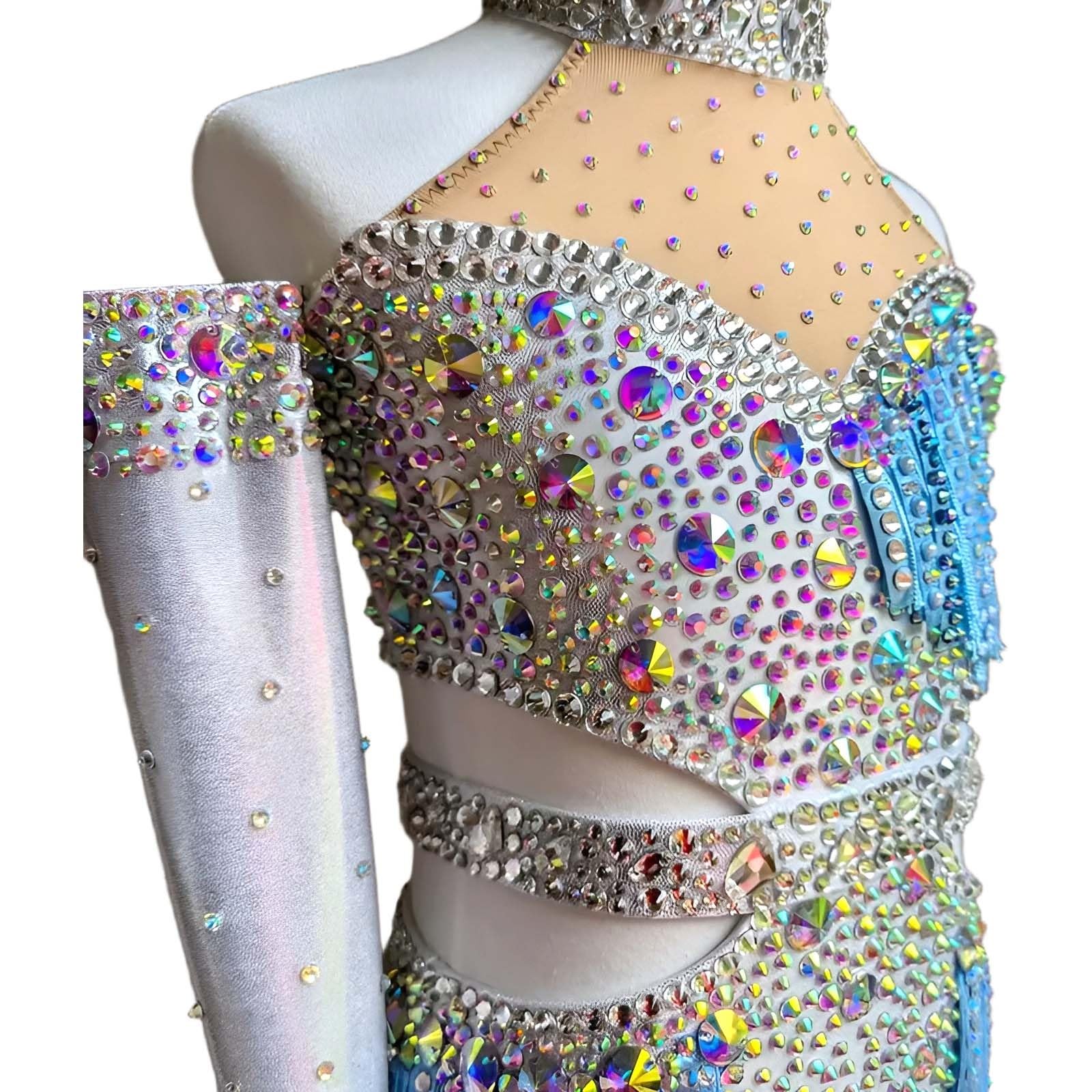 Strój do Tańca Lirycznego Damski Spandex Cyrkonie Frędzle na Zawody