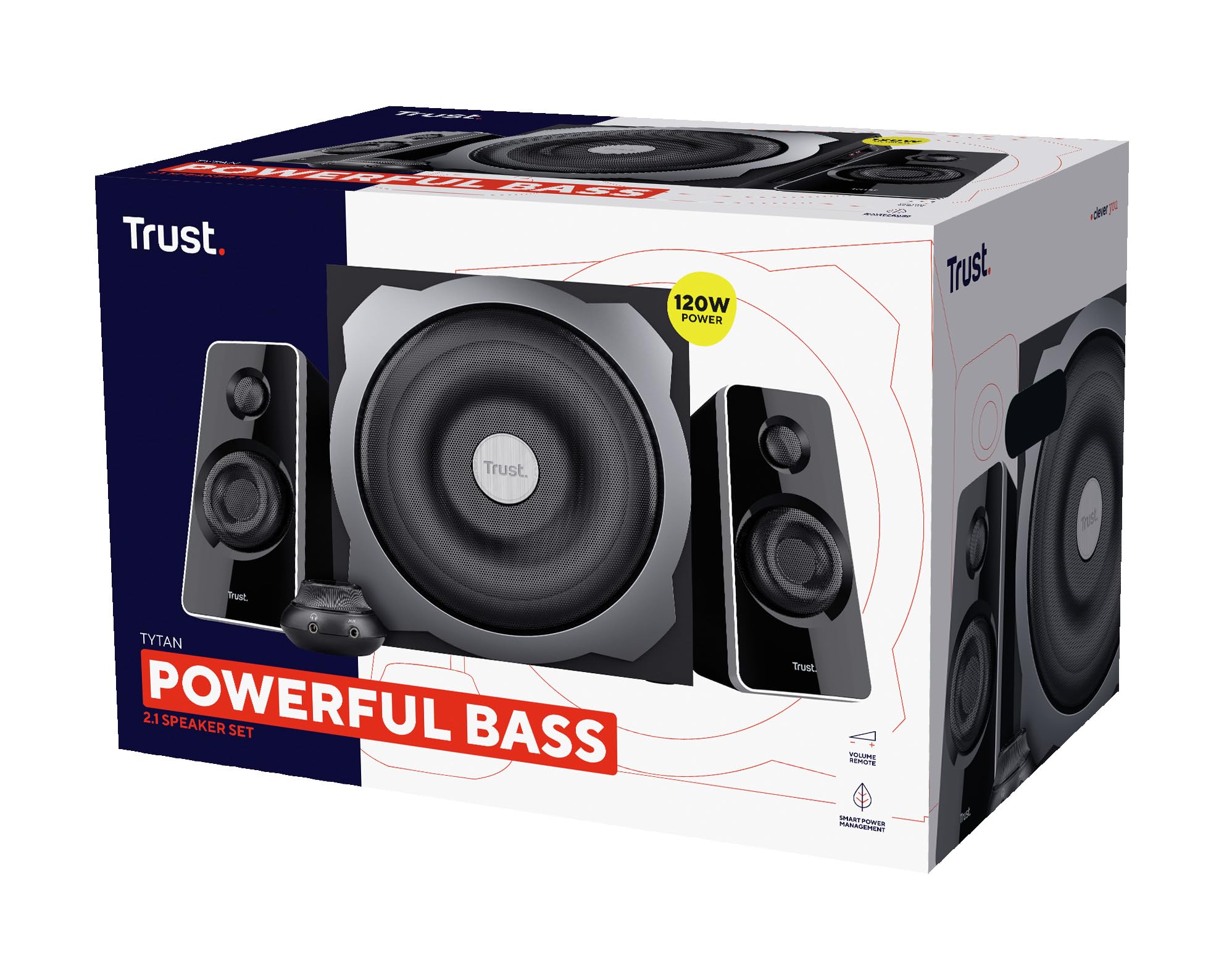 Trust Tytan 2.1 Speaker Set - PC luidspreker met subwoofer, 120 Watt, zwart