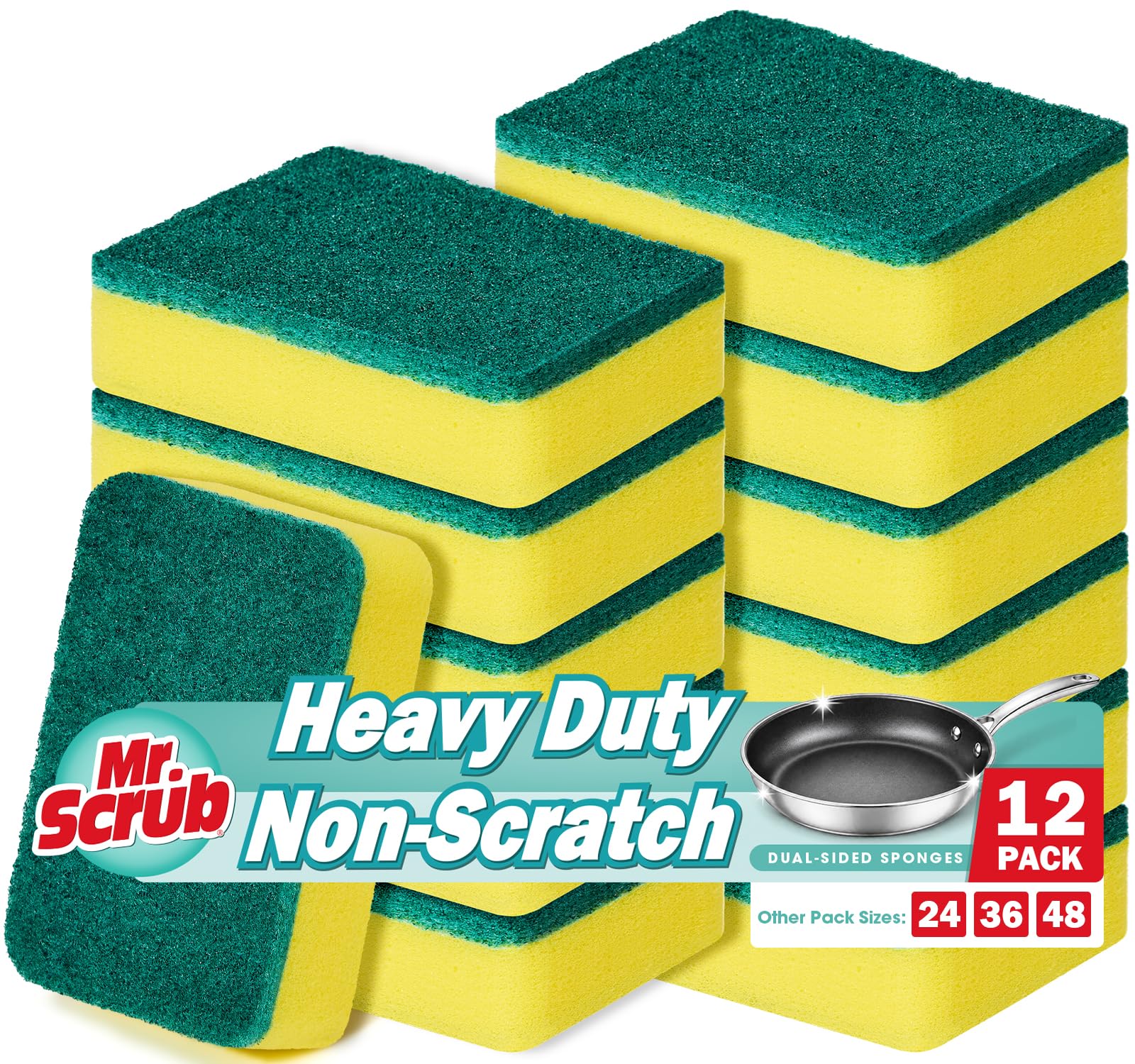 Mr. Scrub Kitchen Scrub Sponges, 12 Pack