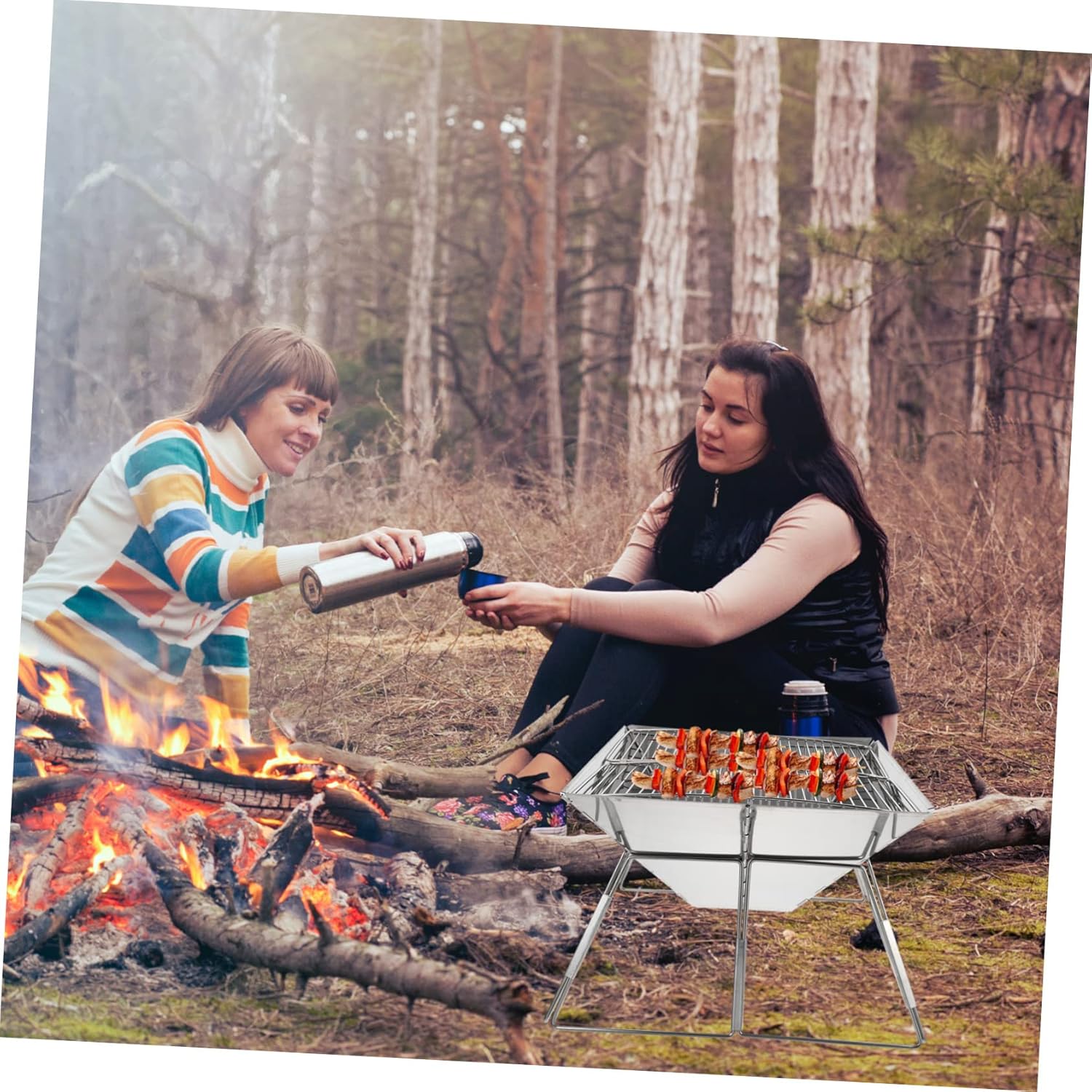 Compact Portable Grill Propane Bbq Grill Camping Cooking Stove Stainless Steel Barbecue Easy to Use