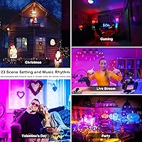 Vista 4 de Luces de inundación para exteriores, RGB, equivalente a 500 W, cambio de color inteligente y luz diurna 5700 K, luces de patio impermeables IP66 a