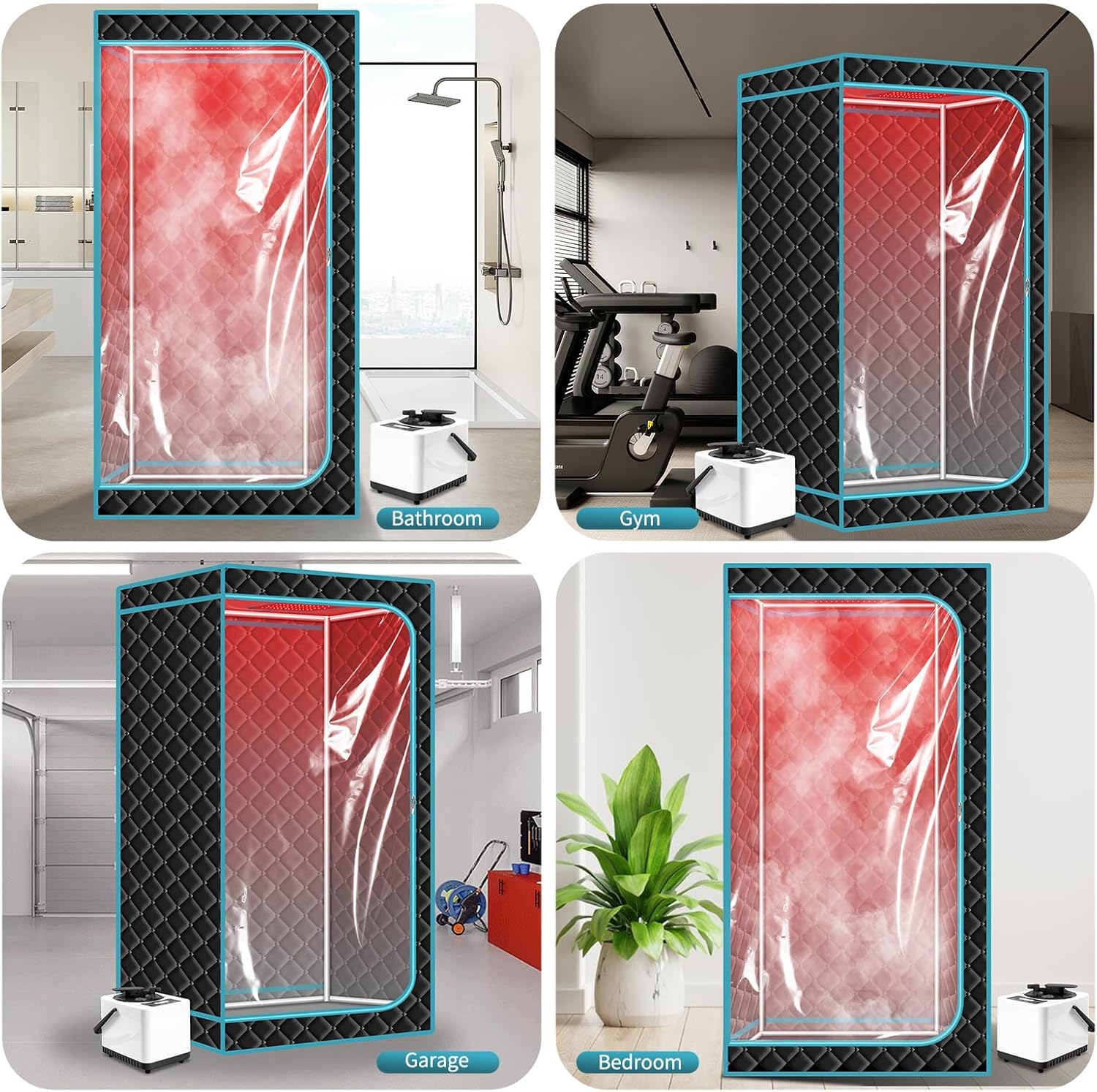 Portable Steam Saunas,Full Body Steam Sauna Box with 3L Steamer Pots for Home Spa,Sauna Tents 16 Levels 99 Minutes with Remote Control,Foldable Chair 33.8''x 33.8''x 65.74''