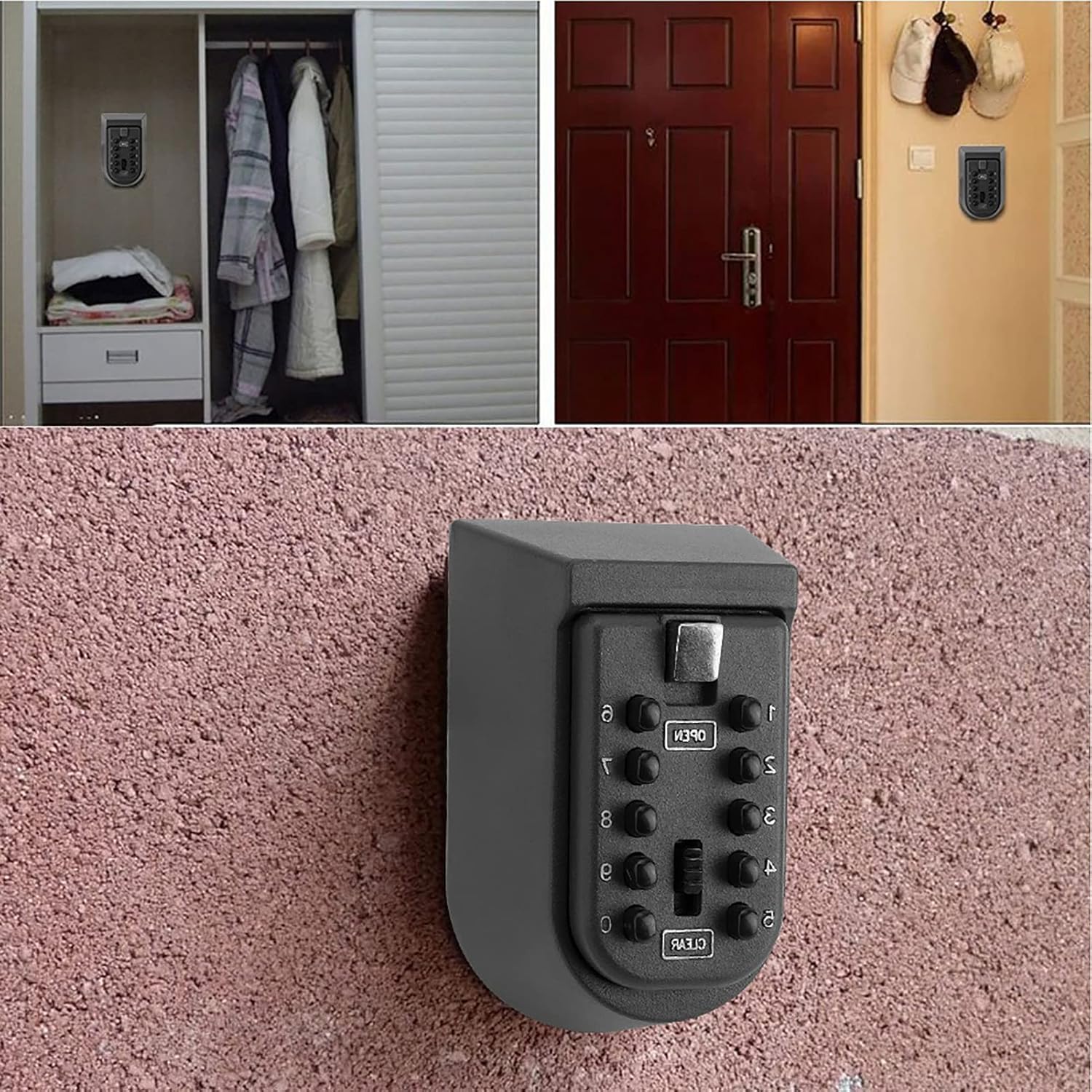 10 Buttons Password Key Lock Box Wall Mount Safe Security Storage Case Lunch Box, Indoor Outdoor Key Storage and Wall Key Lock Box
