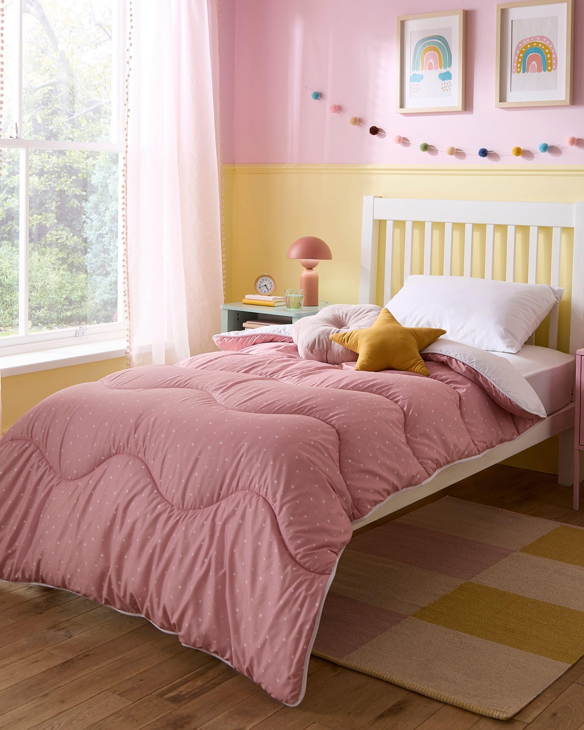 Night Lark Children's Coverless Duvet 4.5 Tog - Pink Starry Nights, Single