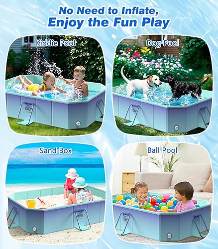 Miniatura 7 de MoKo Piscina plegable no inflable para niños, piscina portátil sobre el suelo para adultos y niños, piscinas infantiles portátiles al aire libre