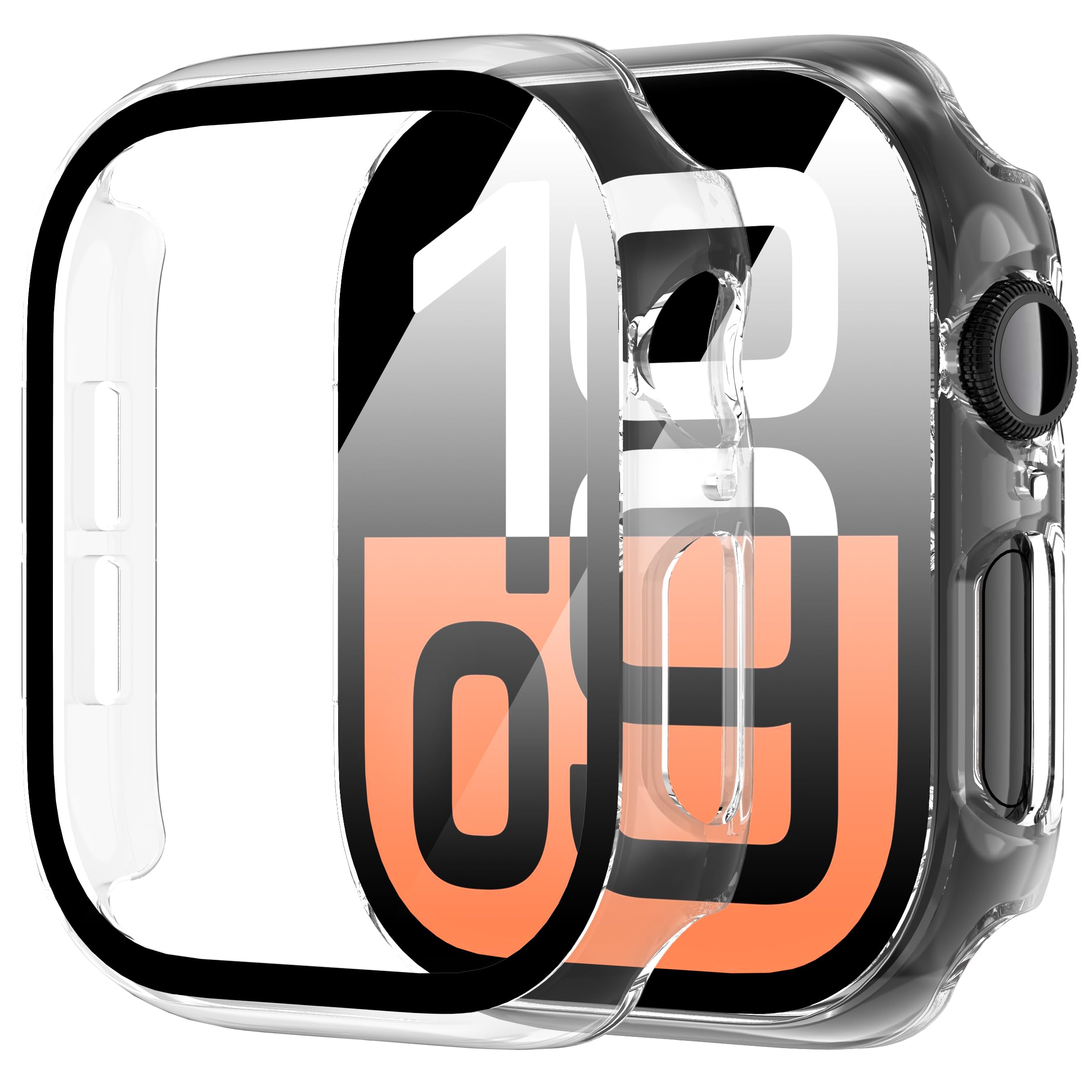 Diruite 2 Pezzi Cover per Apple Watch Series 10 46mm Vetro Temperato Pellicola Protettiva,PC Rigido Case Protettiva Ultrasottil Custodia,Trasparente,46mm