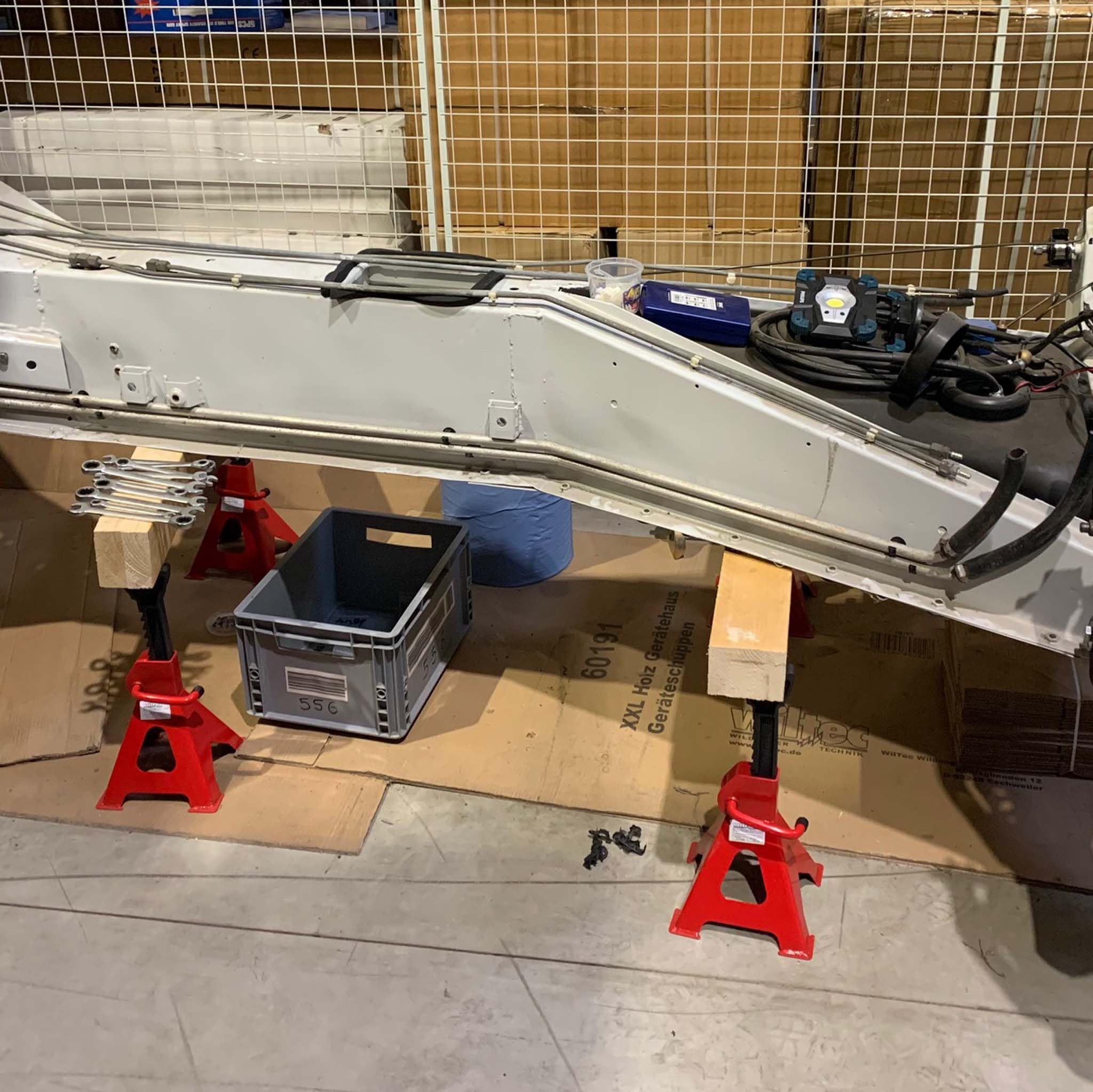 Wiltec Set di 2 cavalletti di Supporto da Max 6000 kg ciascuno Colonnetta di Sostegno