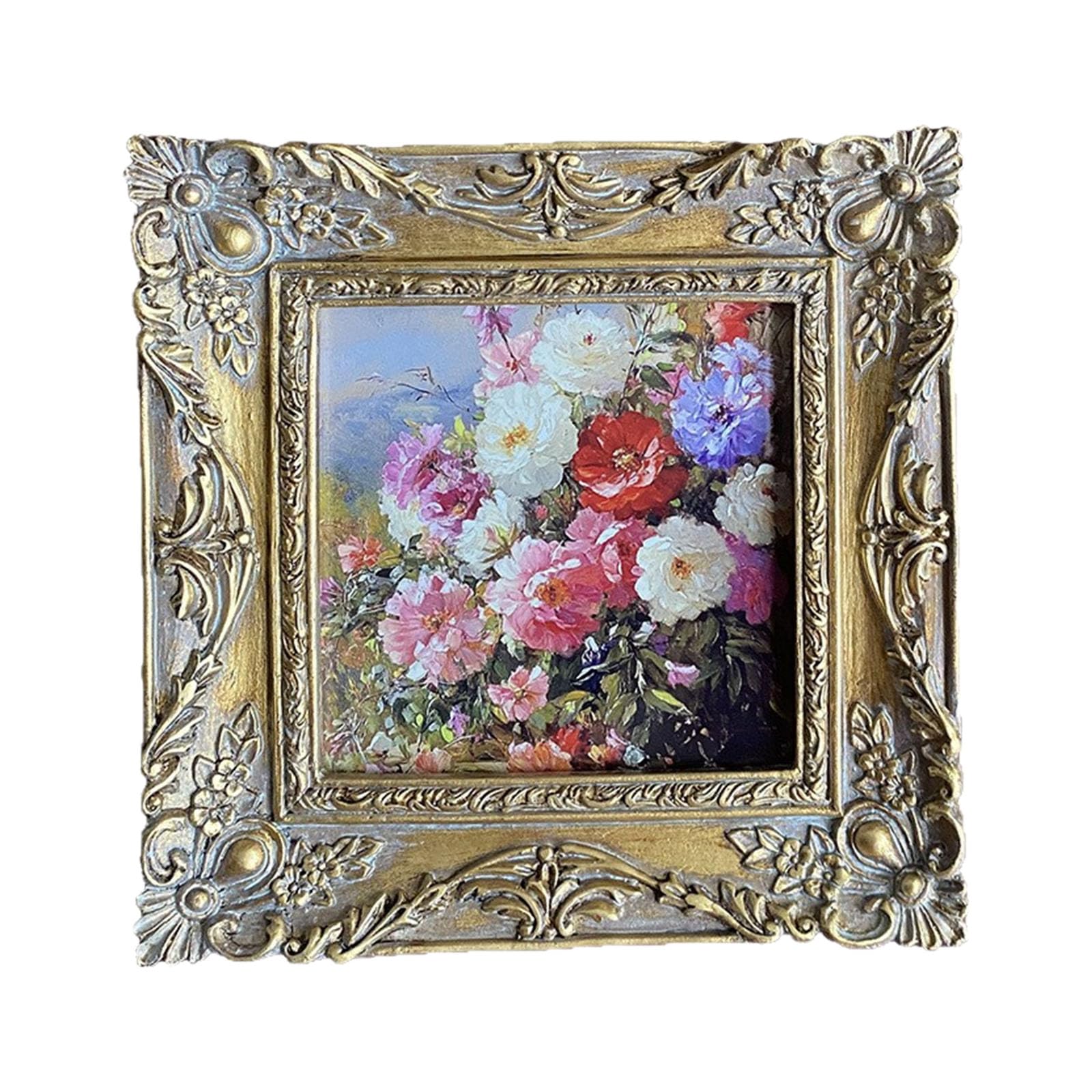 Zxfdsfdbnm European Antique Gold Ornate Resin Photo Frame with Intricate Decors Design Picture Holder for Home Decors Square European Fashion Picture Frame