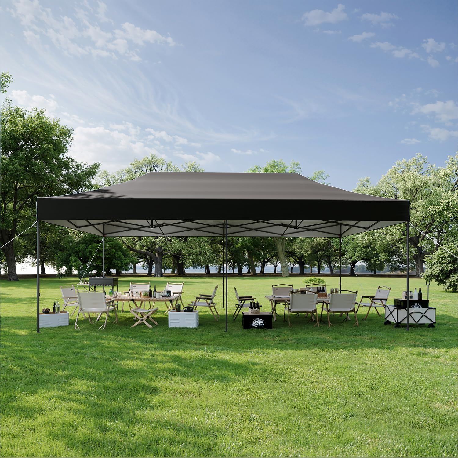 Aoxun 10x20 Pop up Canopy Tent for Parties, Easy Up Commercial Outdoor Canopy Wedding Party Tents UPF 50+ Waterproof Gazebo Tent with Roller Bag & Sand Bags
