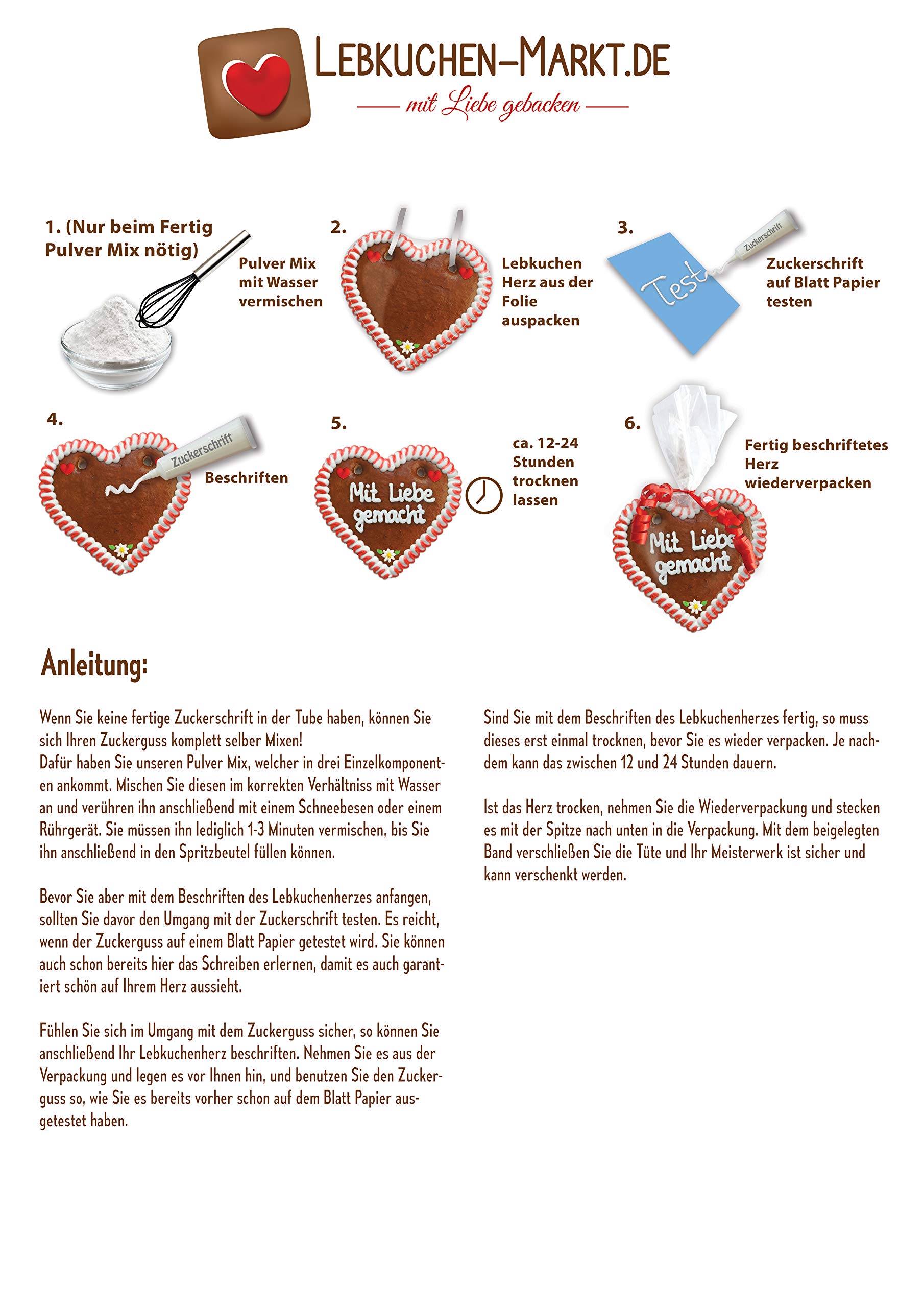 10x Lebkuchenherz Rohlinge - Do it Yourself - Set - 12cm - zum selbst Beschriften von LEBKUCHEN WELT