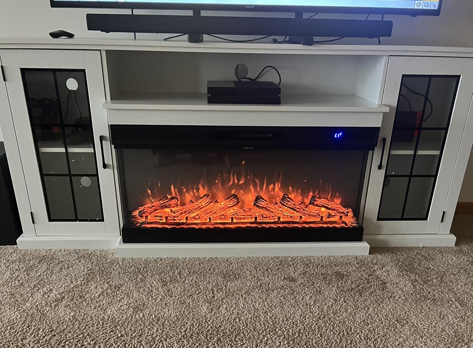 TV Stand with Fireplace, 70", Grey/Black photo review