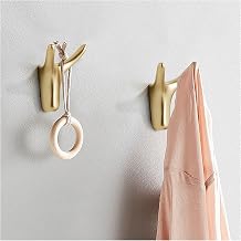 6 Pack Gold Coat Hooks for Wall Hanging Heavy Duty Antique Double Prong Metal Hook Wall-Mounted in Living Room, Bathroom, Kitchen, Bedroom Hanger Rack for Coat, Bag, Scarf, Towel, Hat, Key