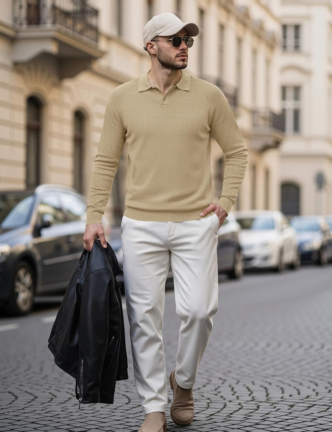 MAGNIVIT Mens Long Sleeve Knit Polo Shirts Casual Raglan Sleeve Sweater 2-Button Down Anti-Pilling Golf Shirts - Image 8