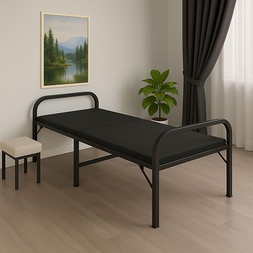 PlankIt™ Plush Folding Bed Single for Sleeping with Mattress | No Assembly Required | Foldable Bed for Sleeping/Guests/Ren...