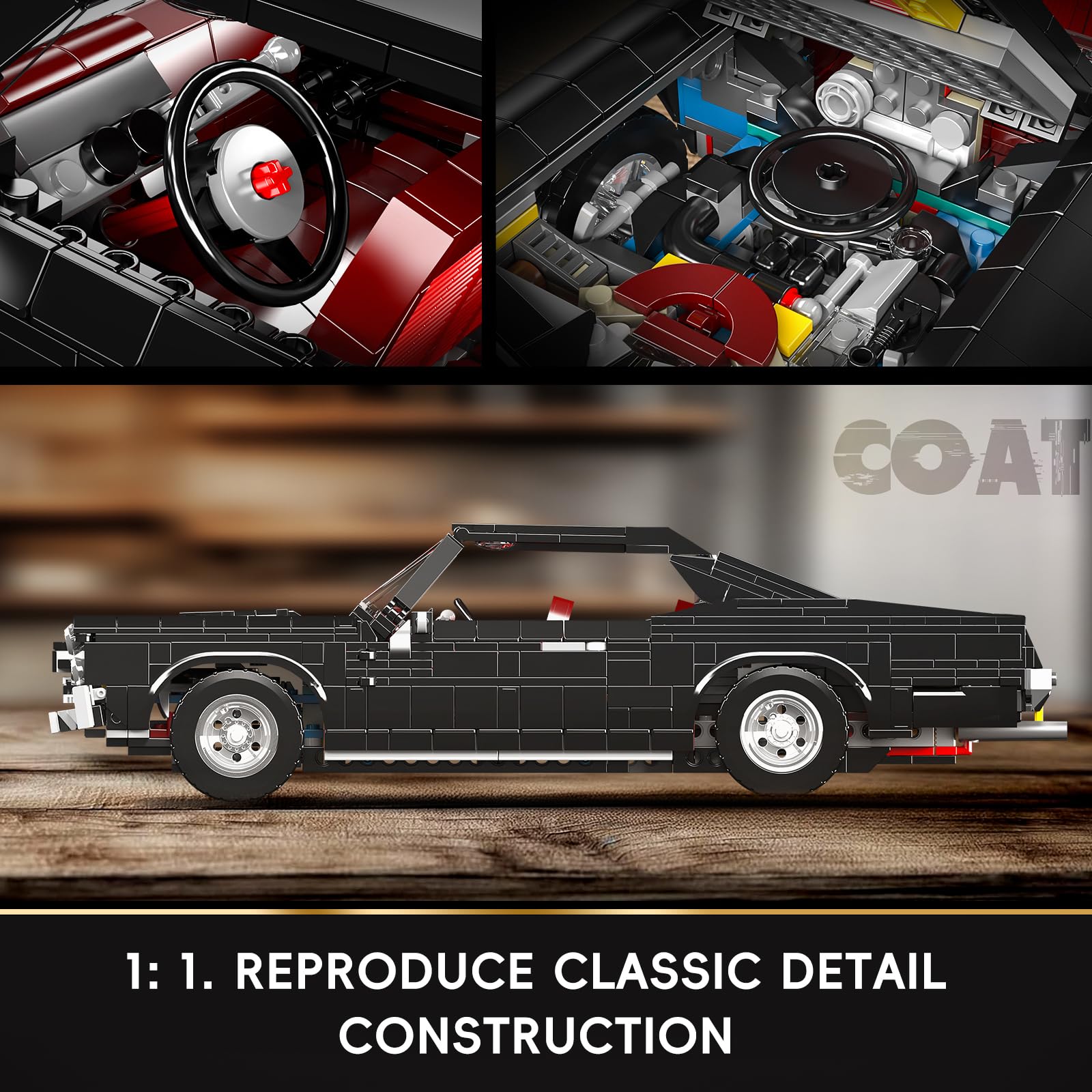 Mould King 10199 Muscle-Car Kit de construction de voiture pour adultes et enfants, modèle de voiture américaine classique avec design réaliste, idéal pour les fans de course