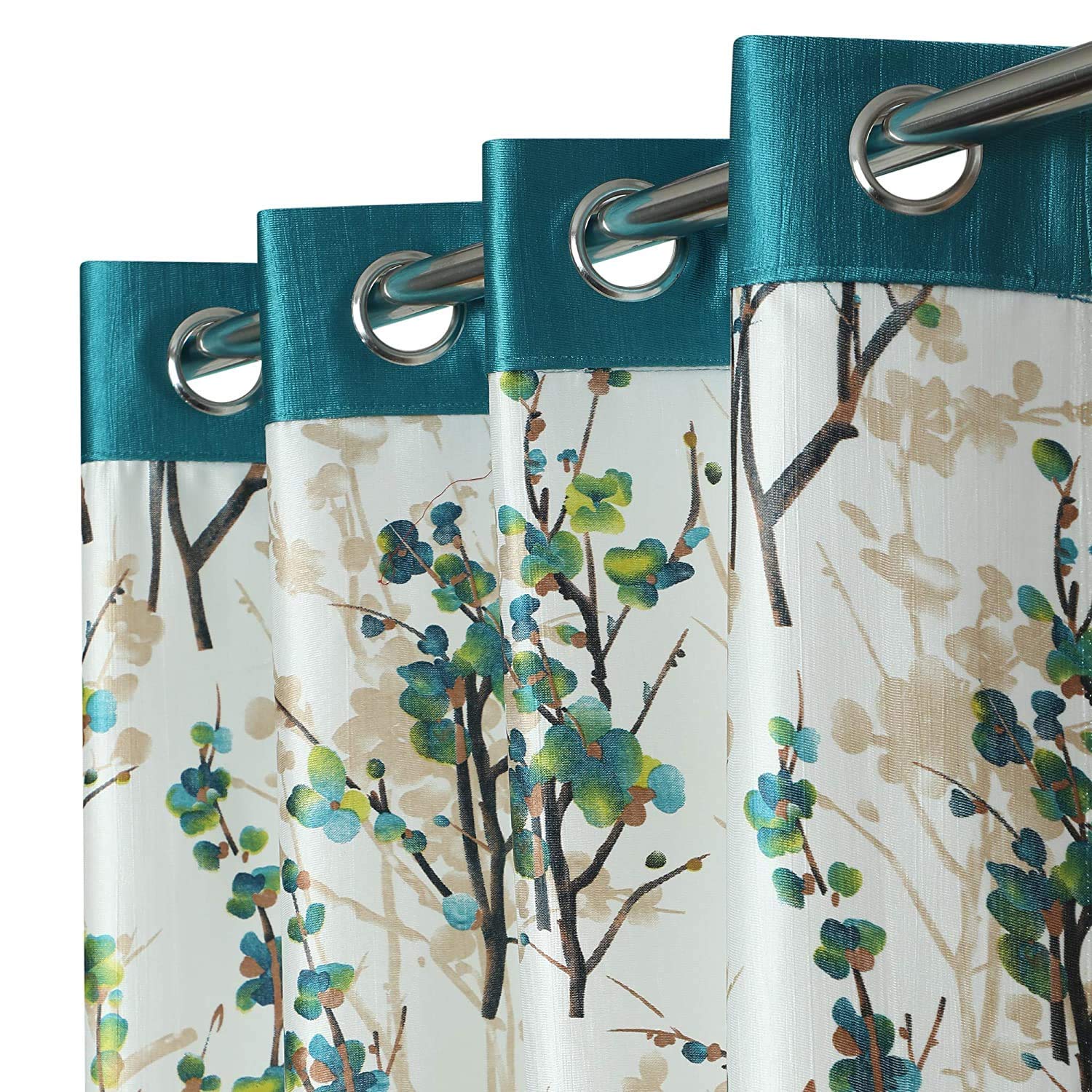 Altica Decor Polyester Curtains 3 Piece Panels for Living Room Bedroom | 6Ft Room Darkening Printed Window Curtains for Home | Heavy Grommet Floral 72 Inch Long Drapes for Decor, 4 x 6 Feet, Aqua Patti Joint (B09G14LW73) Amazon Price History, Amazon Price Tracker