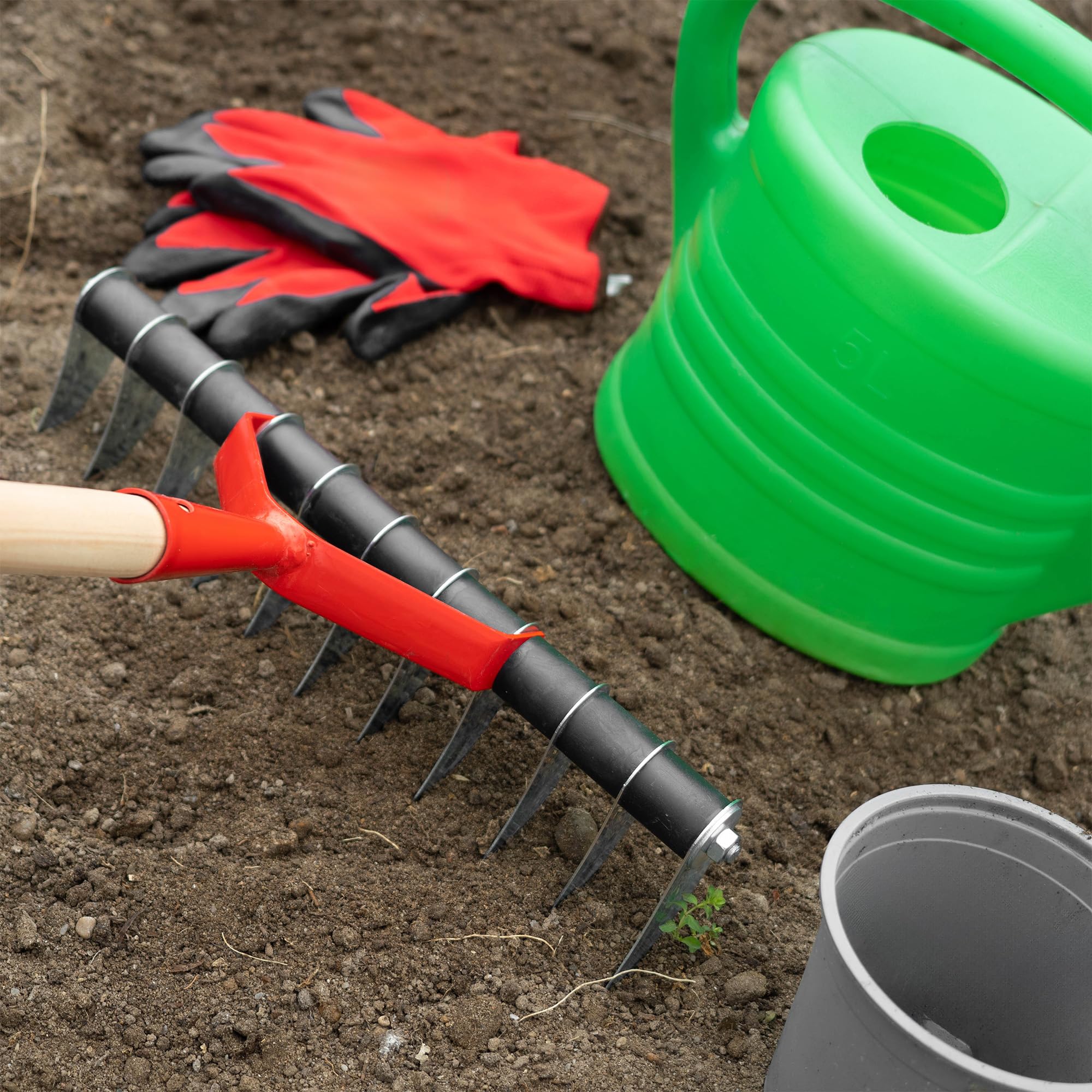 KADAX Aireador de césped manual para jardín, césped, musgo, accesorios de jardín, herramientas de metal, rastrillo de corte, cultivador, aireador de césped, escarificador de mano (unilateral, con