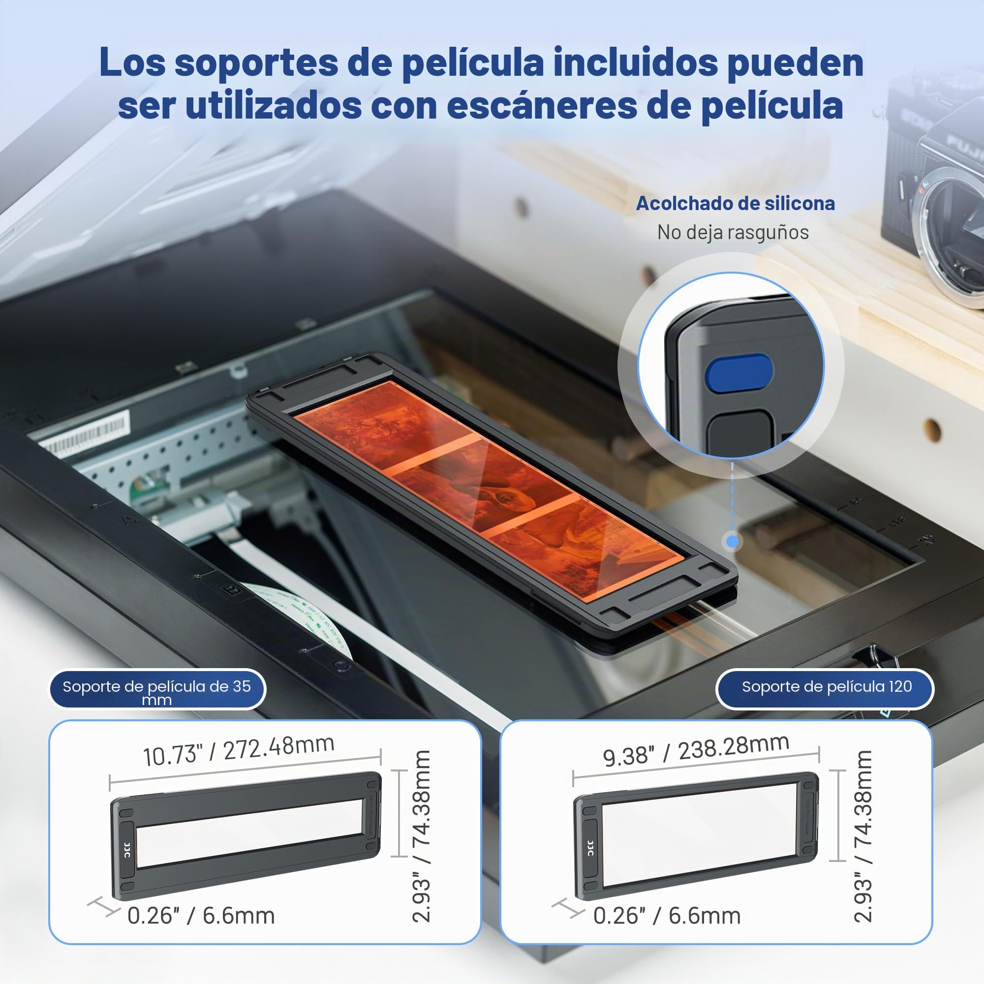 JJC Adaptador Digitalizador de Película con Varilla Ajustable y Juego de Luz LED Convierte Película Negativa de 35mm y Diapositivas a Digital JPEG para Canon Sony Nikon Lente Macro