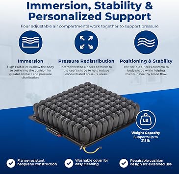 Roho Quadtro Select High Profile Cushion, ISOFLO Air Cells, 19 x 19