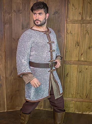 Miniatura 7 de MEDIEVALS - Chaleco de malla abierta frontal con remaches planos de aluminio con ribete de cuero