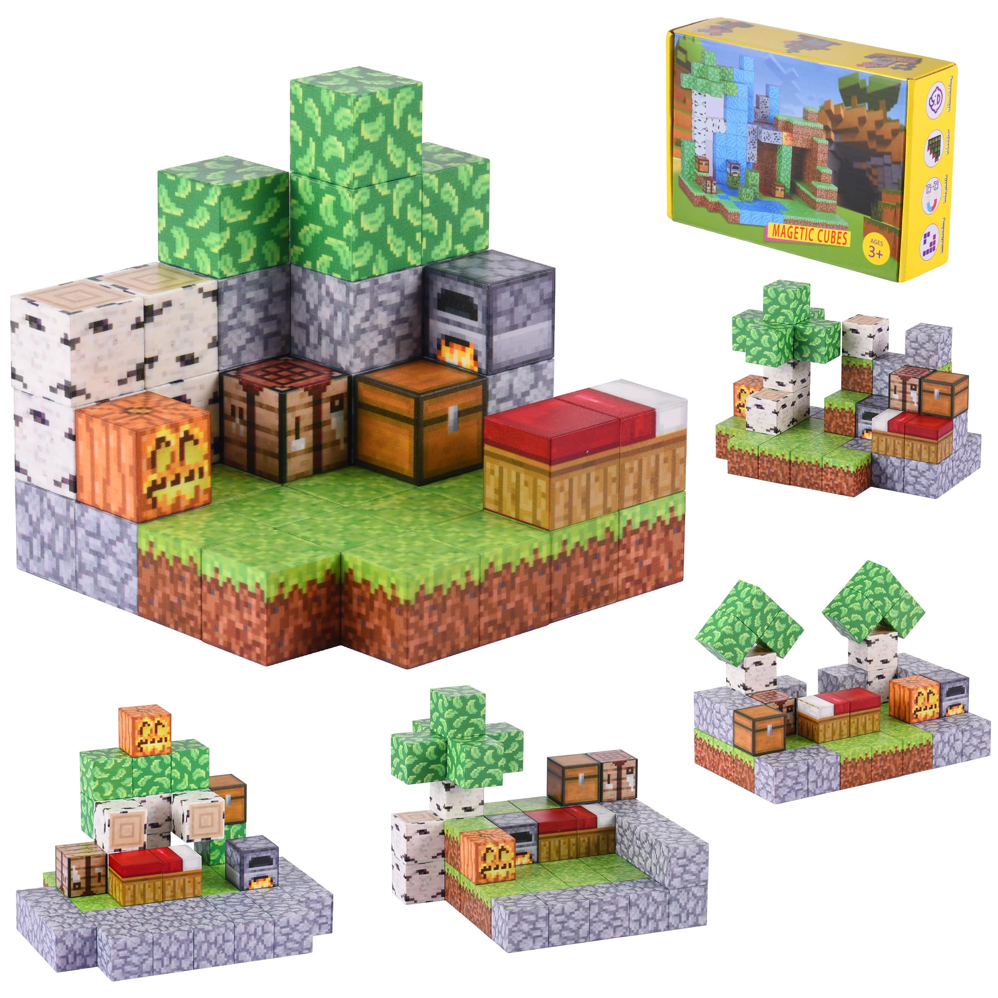 STEM Montessori Magnetische bouwstenen, 100 delen, magnetische speelgoedblokken, bouwmijn magneten, wereldset, STEM Montessori speelgoed, constructie voor jongens en meisjes van 3 tot 8 jaar