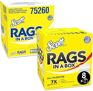 Kimberly-Clark Scott 75260 Rags in a Box, White (200 Towels)