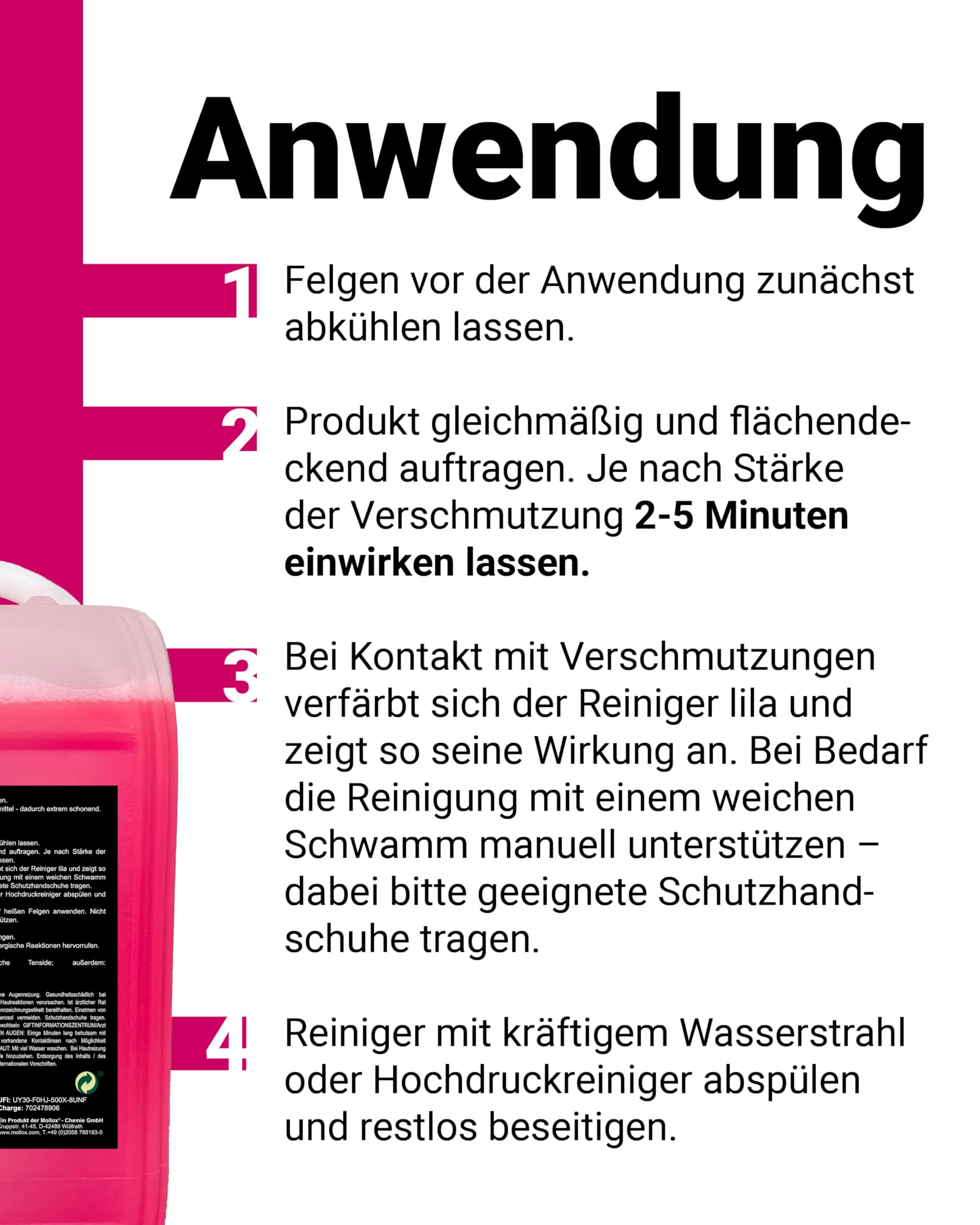 VERY No.1 Felgenreiniger 5L inkl. Farbindikator - Konzentrierter Felgenreiniger Alufelgen & Felgen aller Art, Alufelgen Reiniger ohne Zusatz von Säuren
