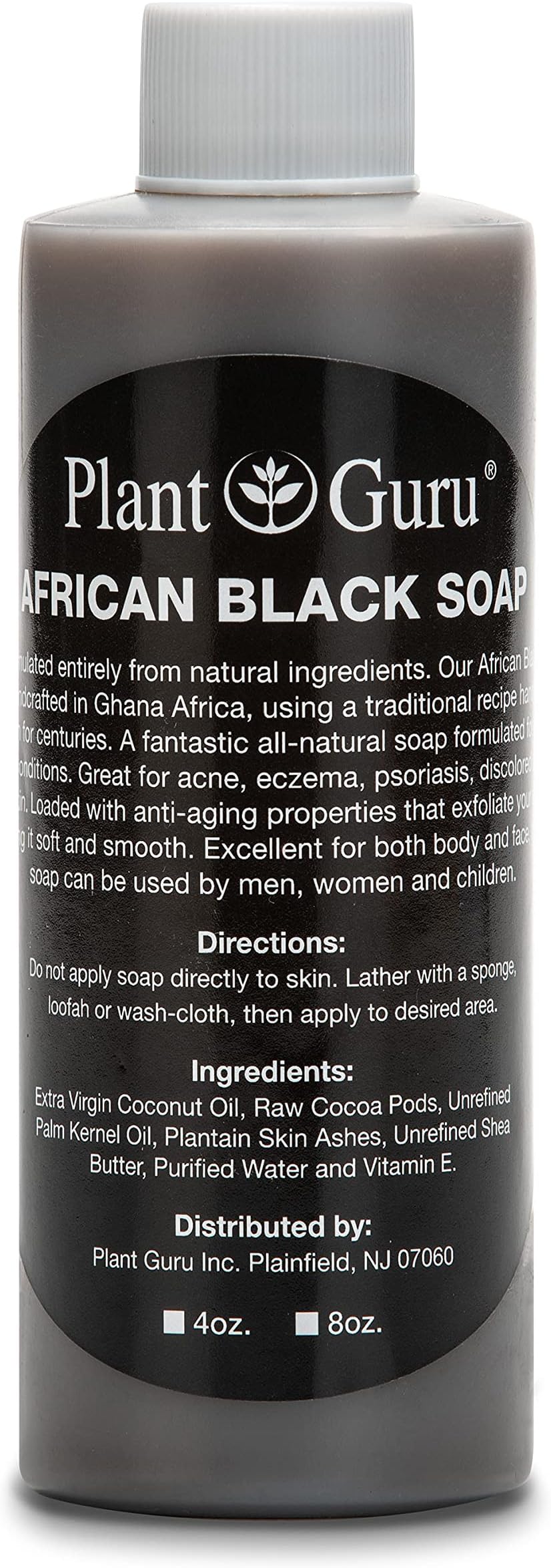 African Black Soap Liquid 4 oz. 100% Raw Pure Natural From Ghana. Acne Treatment, Aids Against Eczema & Psoriasis, Dry Skin, Scars and Dark Spots. Great For Pimples, Blackhead, Face & Body Wash