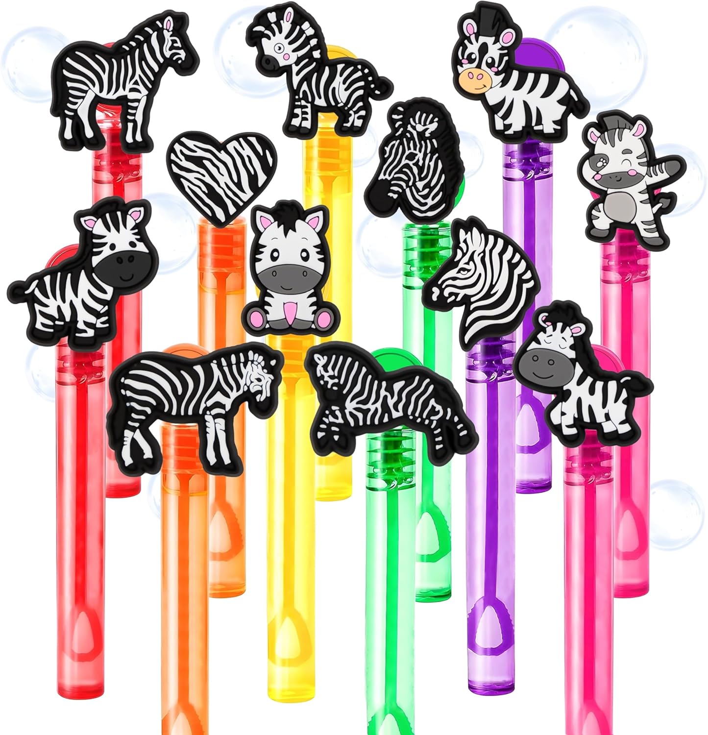 Zebra Party Favors for Kids – 24PCS Cute Zebra Bubble Wands, Great for Birthday Supplies, Pinata Fillers, Goodie Bags & Classroom Rewards