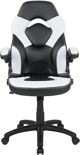 Miniatura 85 de Flash Furniture X10 - Silla giratoria de policarbonato ergonómica y ajustable con apoyabrazos abatibles; para videojuegos, juegos de carreras,