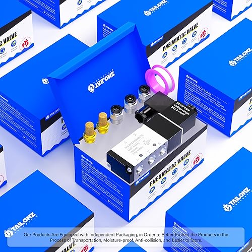 Miniatura 19 de TAILONZ PNEUMATIC Válvula solenoide de 1/4 "NPT 4V210-08 DC12V sola bobina accionada por piloto eléctrica 2 posiciones 5 vías Tipo de conexión Caja