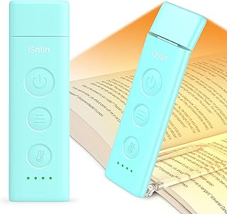 Gritin Luz de Lectura, Lámpara de Lectura Recargable con Pinzas, 3 Colores de Protección Ocular & 5 Brillos Continuamente Ajustables - Luz Libro de Ángulo Ajustable, Regalo Amantes para Leer