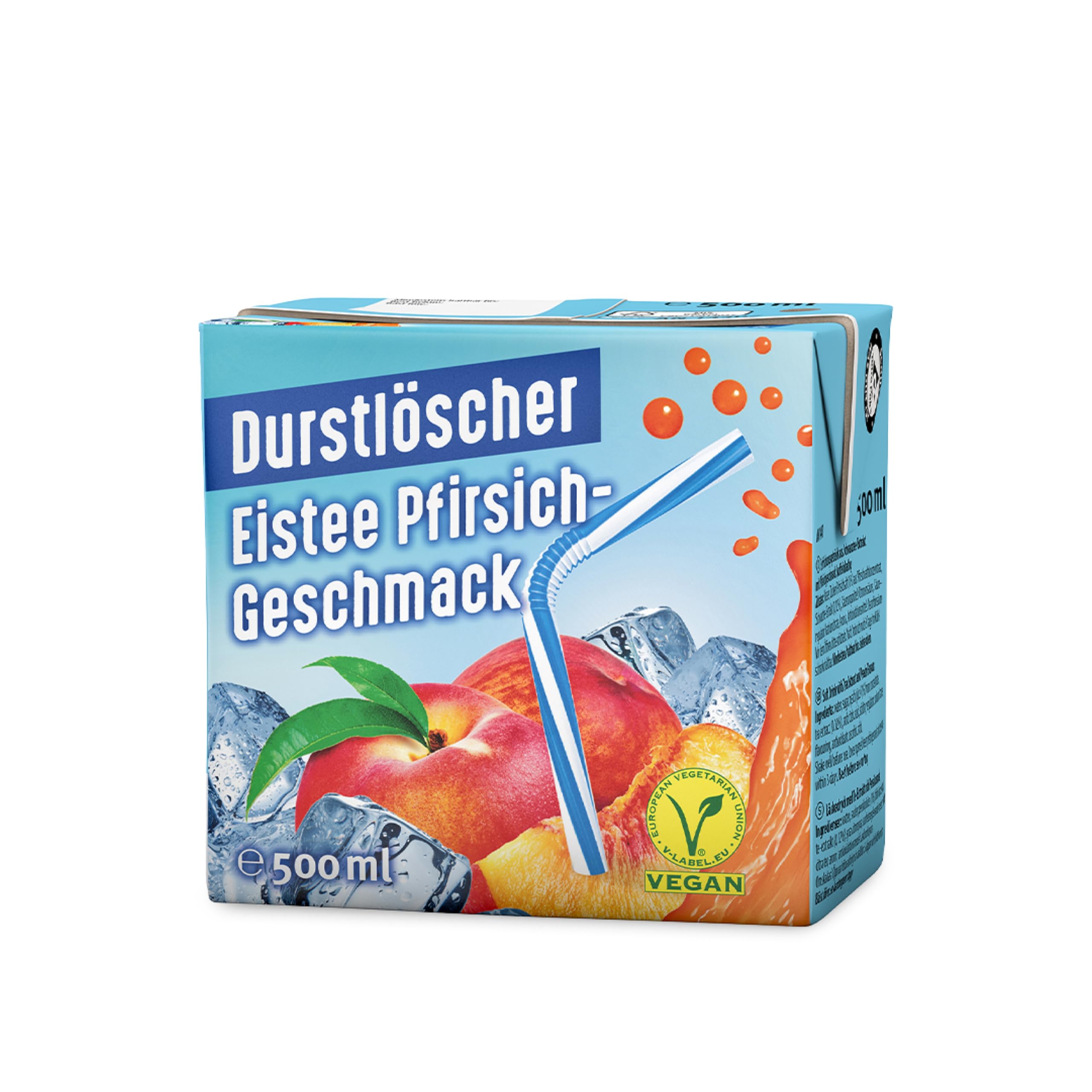 Durstlöscher Eistee Pfirsich: Erfrischungsgetränk mit Tee-Extrakt & Pfirsichgeschmack, Pfandfreies Trinkpäckchen, Vegan, Ohne Kohlensäure, Fruchtig, Ideal Für Unterwegs & Zuhause, 48 x 500 ml