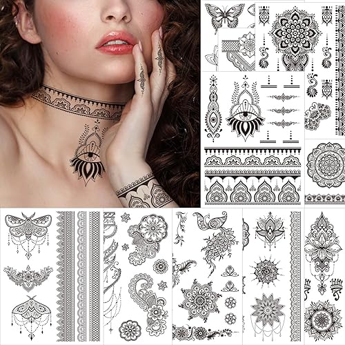 Miniatura 8 de VIWIEU Tatuajes con purpurina para el día de San Valentín, paquete pequeño temporal, decoración corporal, 14 hojas para niños y adultos, tatuajes de