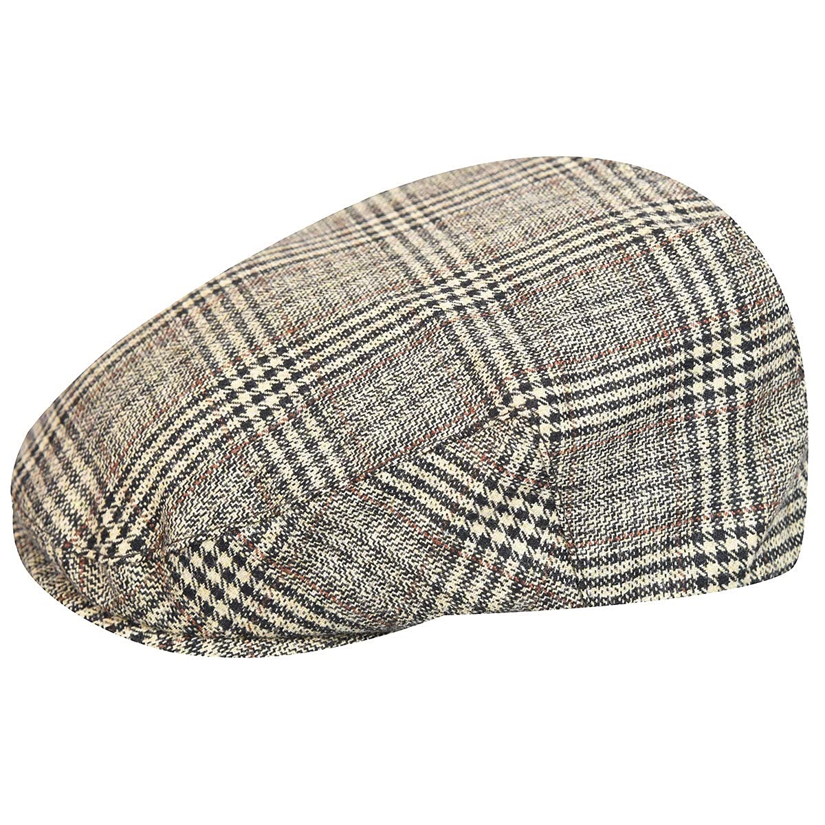 Country Gentleman Wool Blend British Ivy Cap - Dark Brown Windowpane Plaid/M Dark Brown Windowpane Plaid, Medium