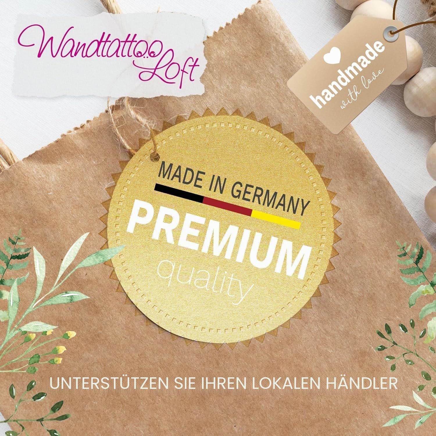 Wandtattoo Loft Taufkerze Mädchen oder Jungen mit Taufspruch + 2 Patenkerzen, Motiv mit Schmetterling, 25cm x 7cm personalisierte Kerze, bedruckte Kerze Taufe, Stumpenkerze, individuelles Taufgeschenk