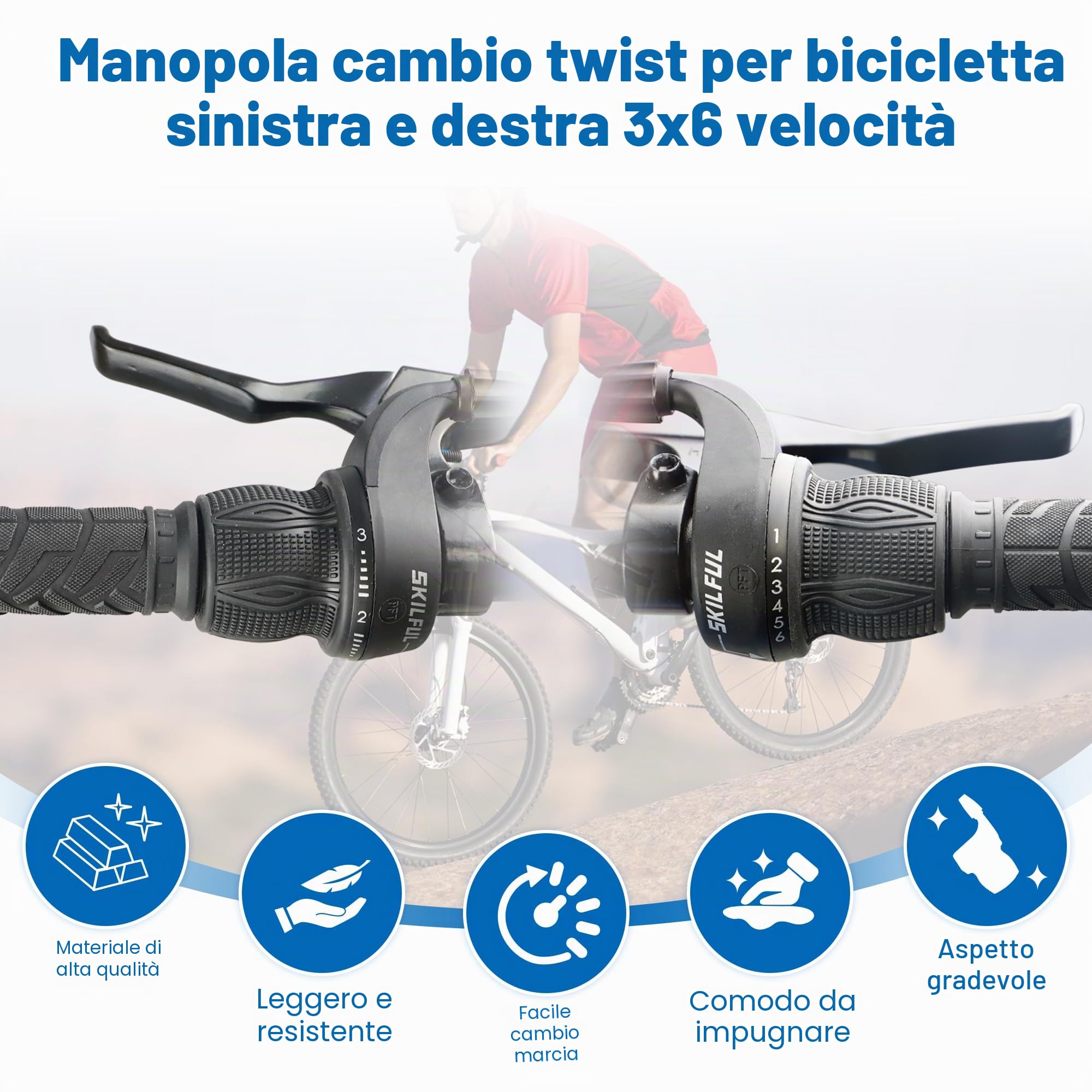 MEGHNA Lever Twist Shifter 3 * 6/7 18 21 Velocità con Impugnatura della Bicicletta Mountain Bike Cambio di Marcia
