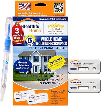 Healthful Home Whole Home Mold Inspection Pack with 3 x 5 Minute Tests | Multiple Areas, DIY Mold Detection for Aspergillus/Penicillium & Stachybotrys, No Lab Required, Expert Consultation Included