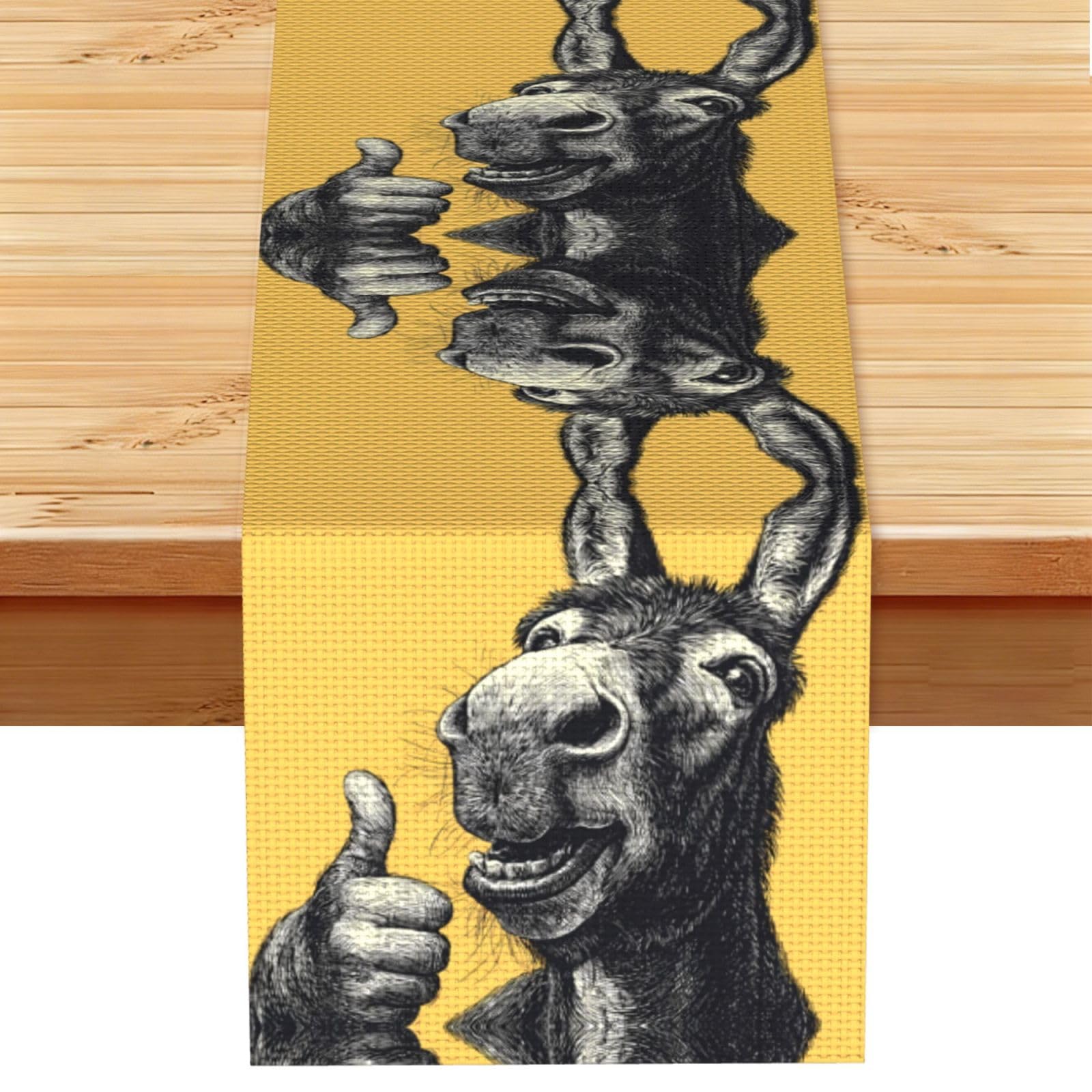 Donkey Head Laughing Linen Feel Table Runner Wedding Party Home Decoration