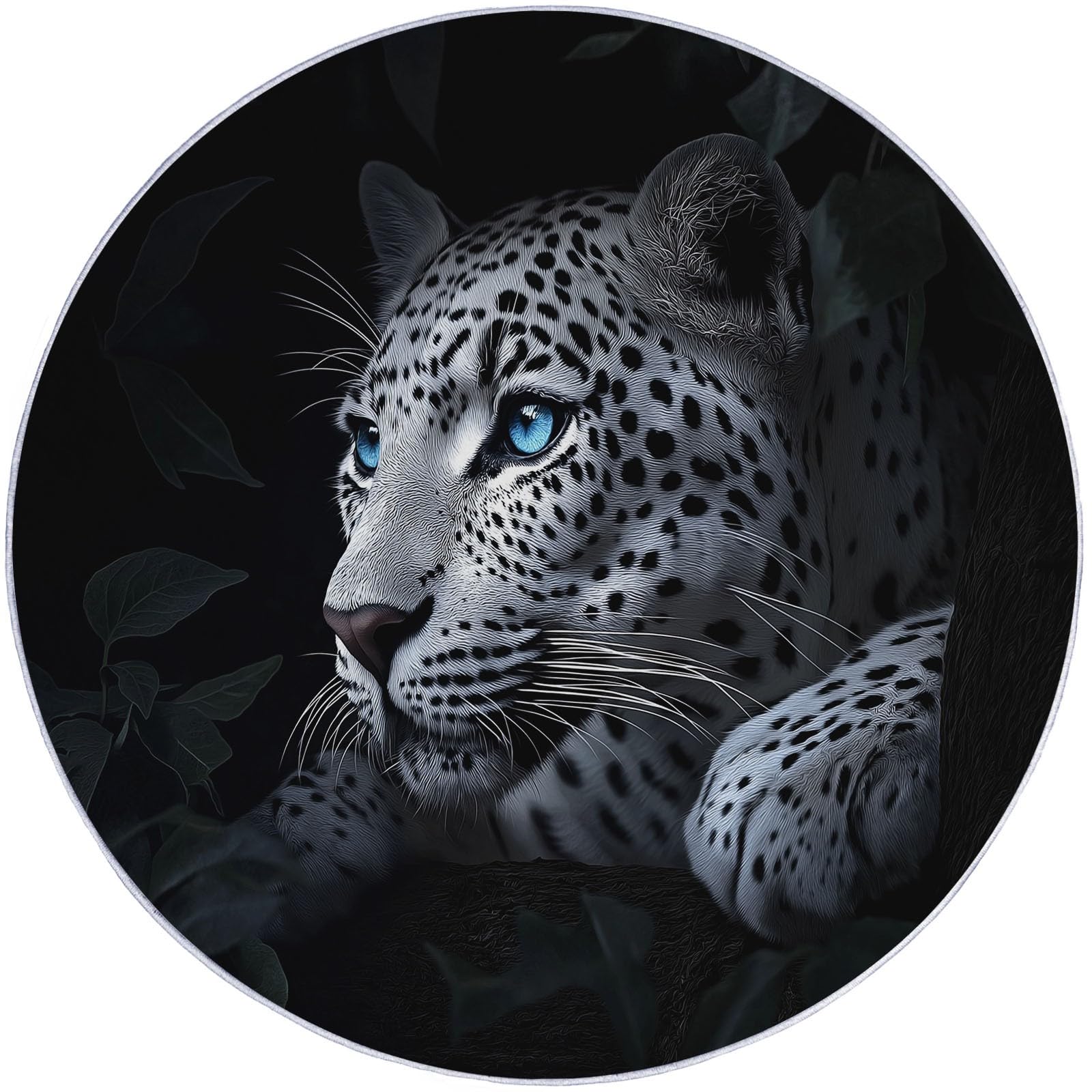 Tappeto rotondo da 210 cm, con stampa close-up leopardata, moderno, antiscivolo, in flanella per interni, lavabile, morbido, per cameretta dei bambini, stanza dei giochi, camera da letto, decorazione