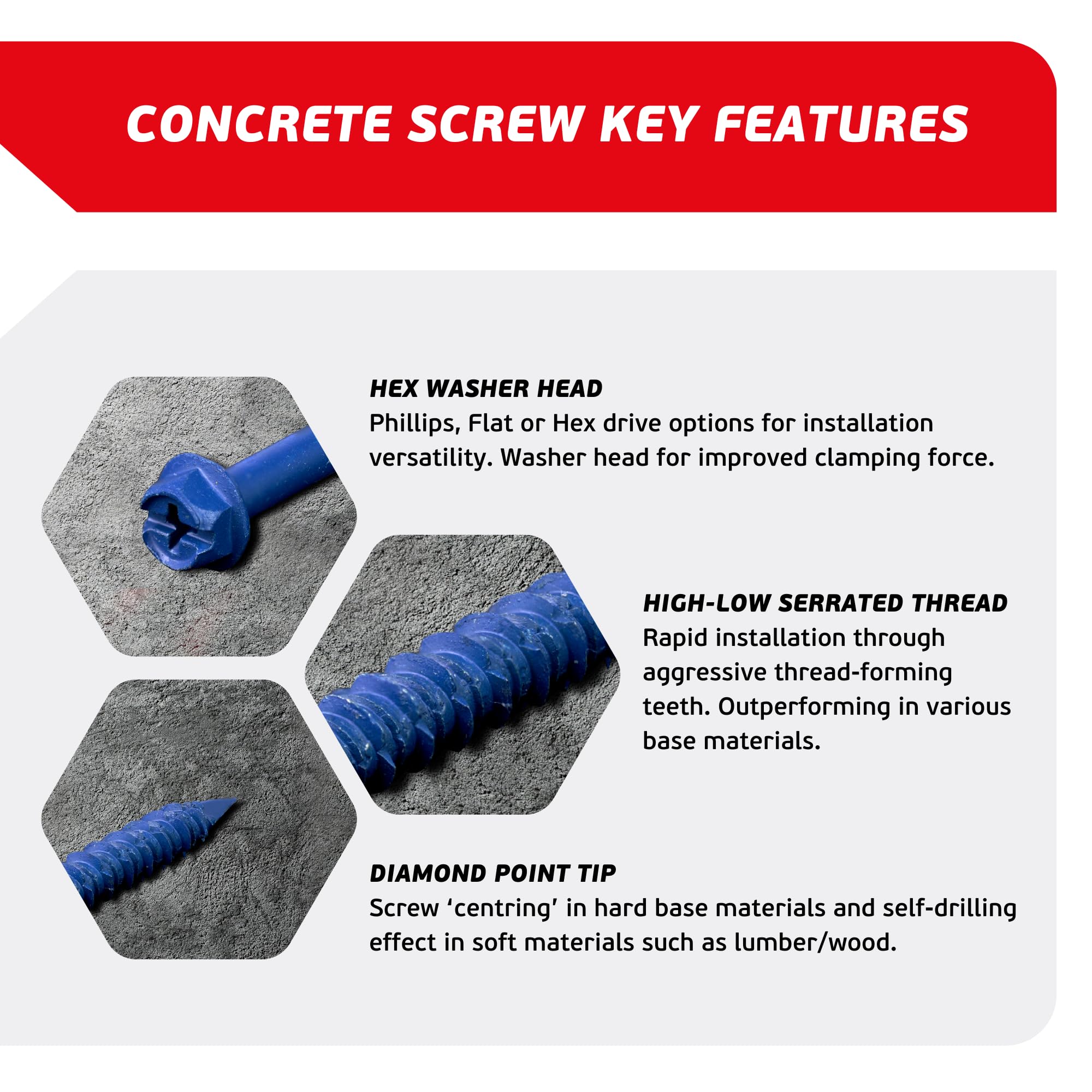 Concrete Screw Anchors - 100 Pack with Drill Bit & Screwdriver -3