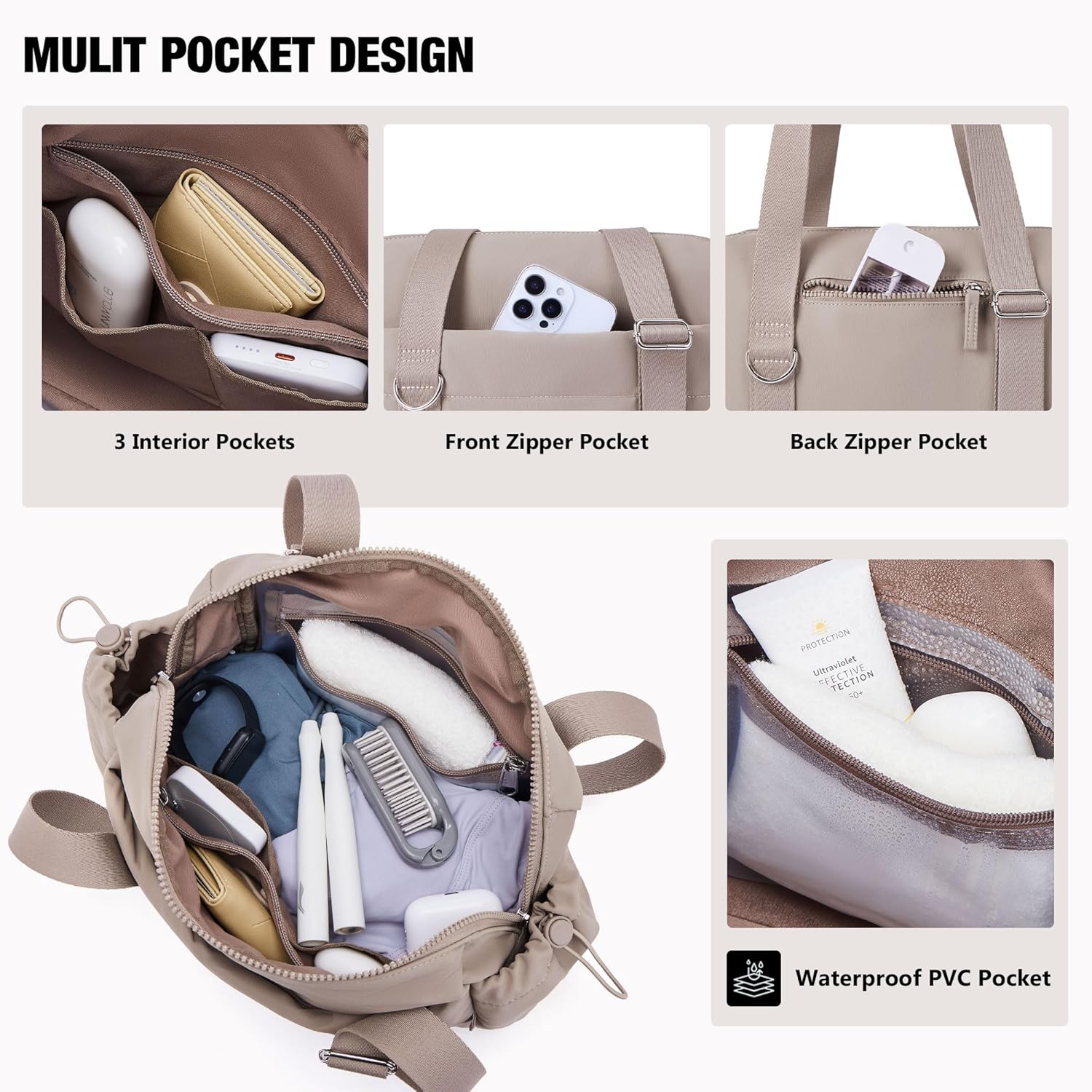 ROULENS Small Gym Bag for Women 2 Set Mini Gym Duffle Bag with Wet Compartment and Coin Wallet, Gym Tote Bag for Workout/Sport/Travel - Image 3