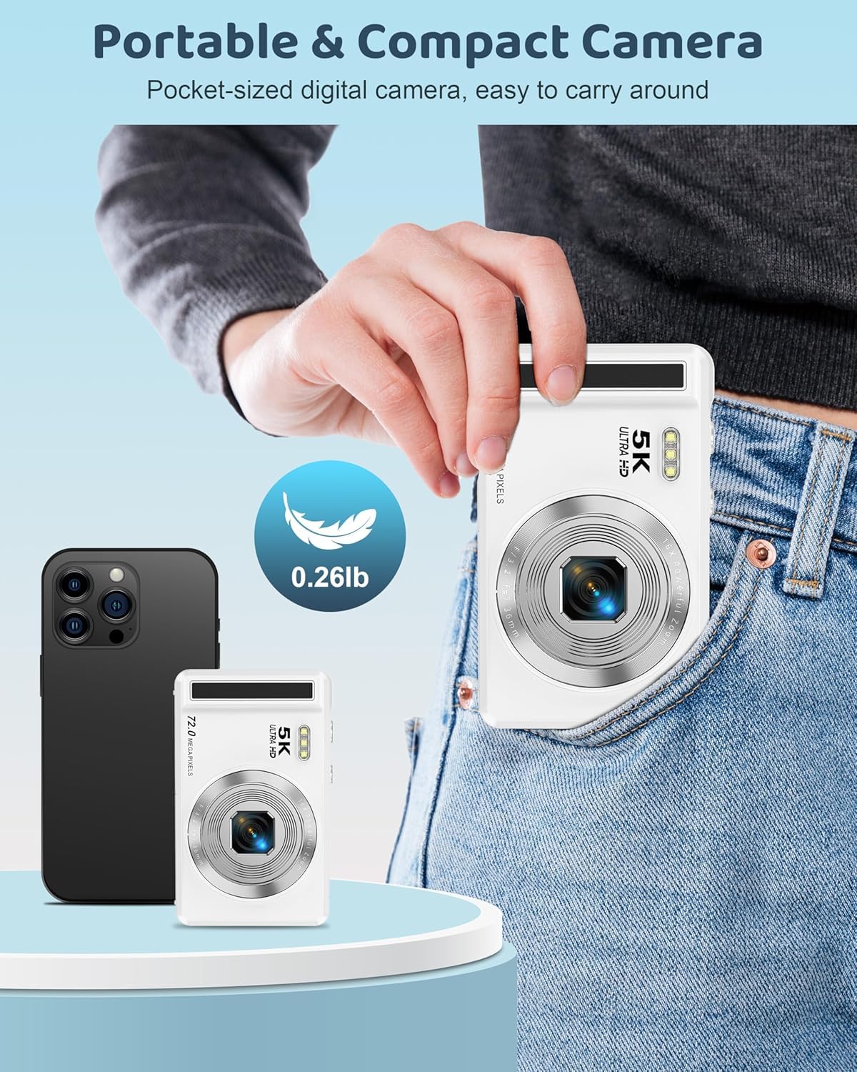 Amazon | 5Kデジタルカメラ - 写真撮影用72MP UHDデジタルカメラ