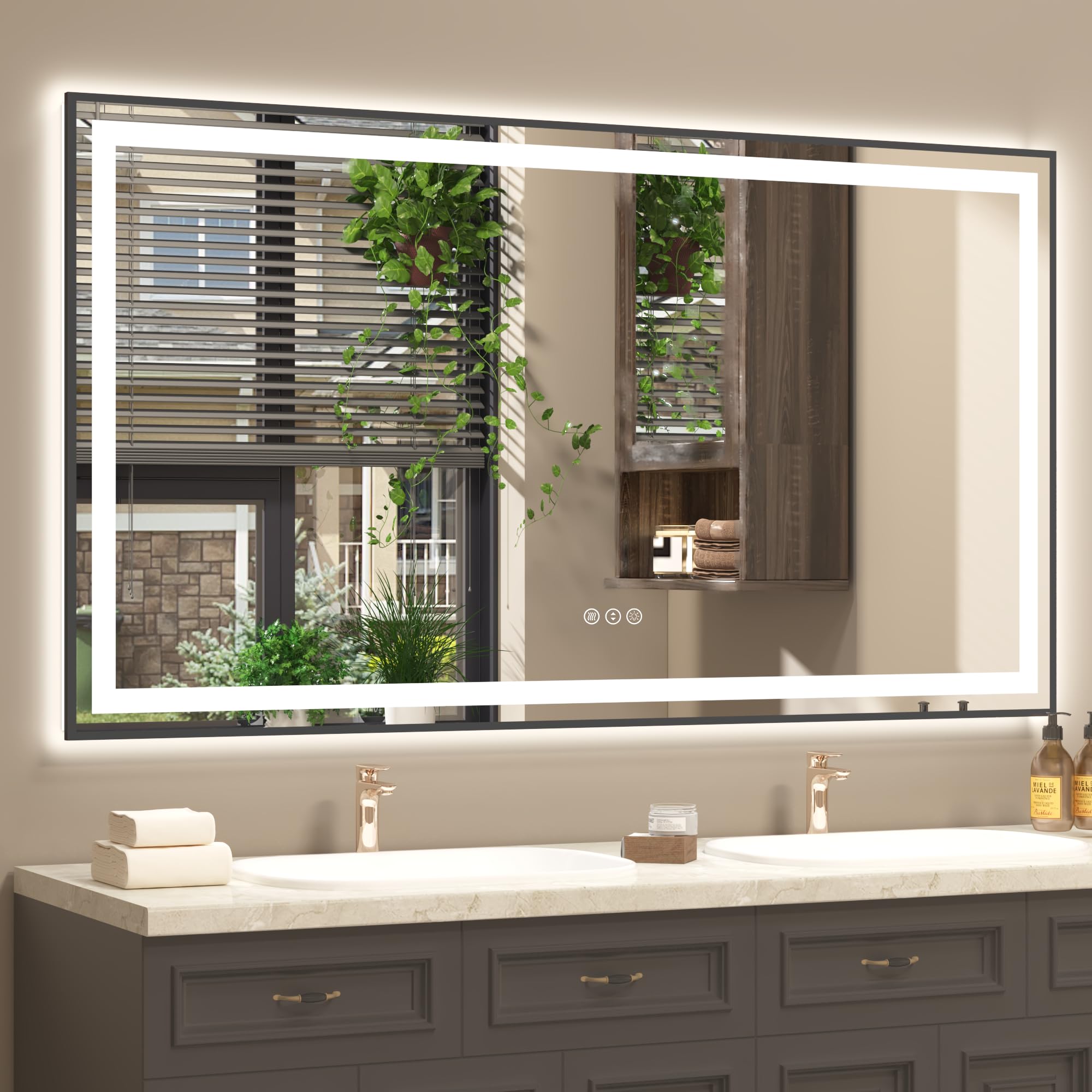Photo 1 of OKPAL 72x40" Framed LED Bathroom Mirror