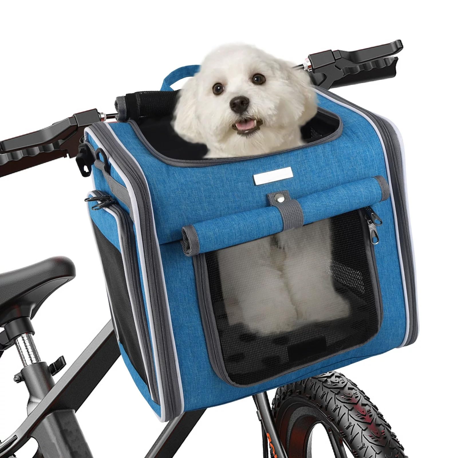 Mochila Perro Pequeño Soporta 12 Lbs Plegable Expandible Transportín Gato | Bien Ventilado con Correa de Seguridad Interior, Cesta de Bicicleta para Perro(Style 2)