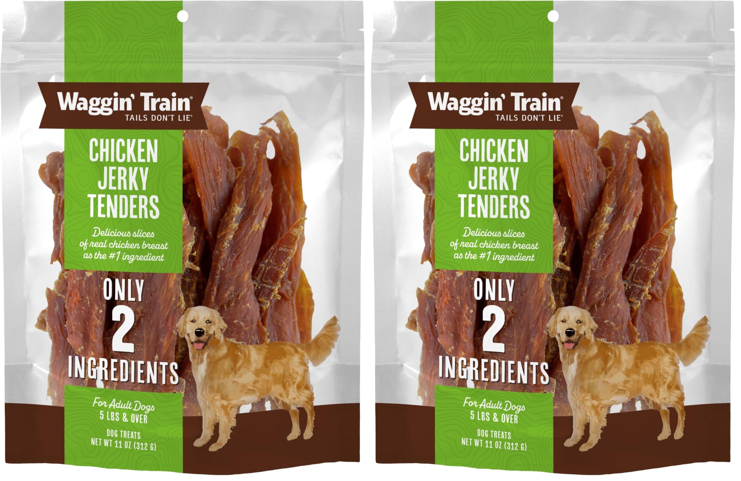 Waggin' Train Dog Treat, Grain Free, Limited Ingredient, Chicken | Jerky Tenders | 11 oz Pouch | Pack of 2 11 Ounce (Pack of 2)
