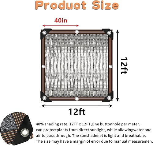 Miniatura 41 de Tela de sombra de 12 x 20 pies para plantas de jardín, 40% de protección solar para invernadero al aire libre, patio, césped, plantas, paños